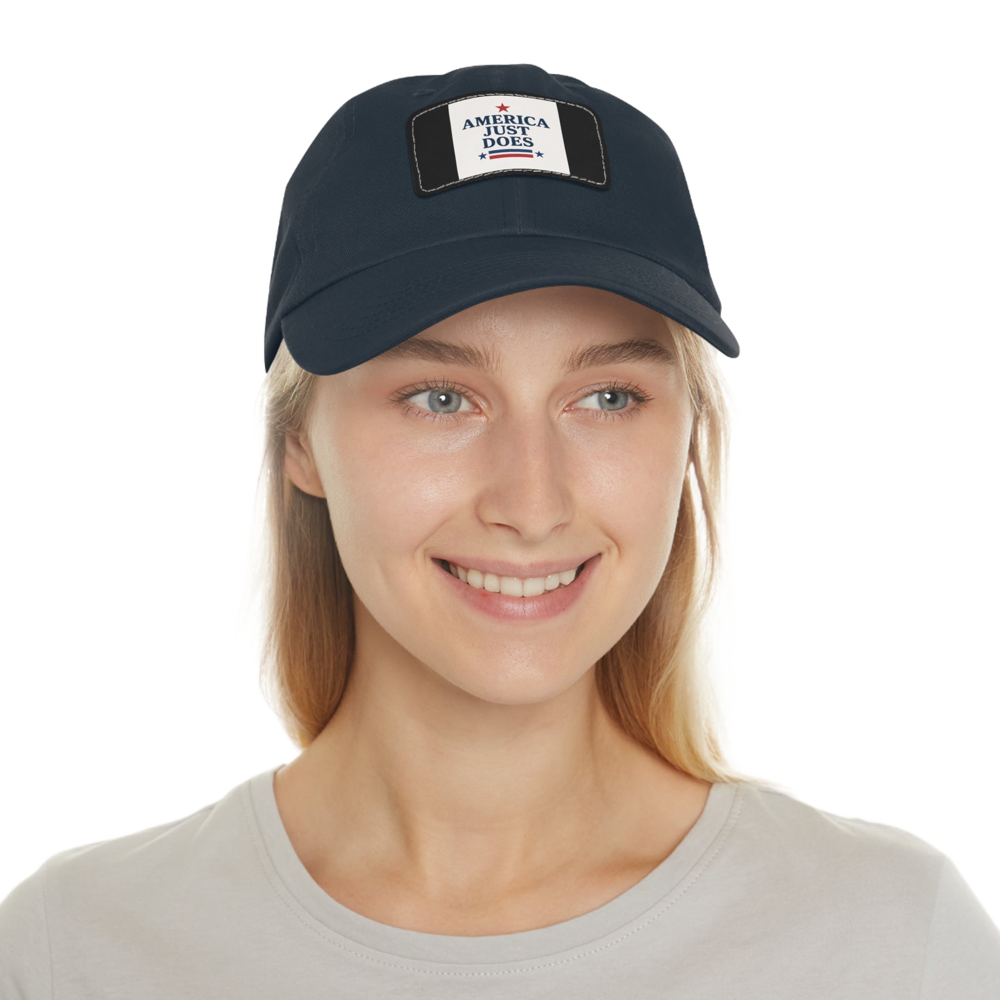 Patriotic Dad Hat with Leather Patch, Casual Cap, American Pride Accessory, Unique Gift for Dad, Summer Style Headwear