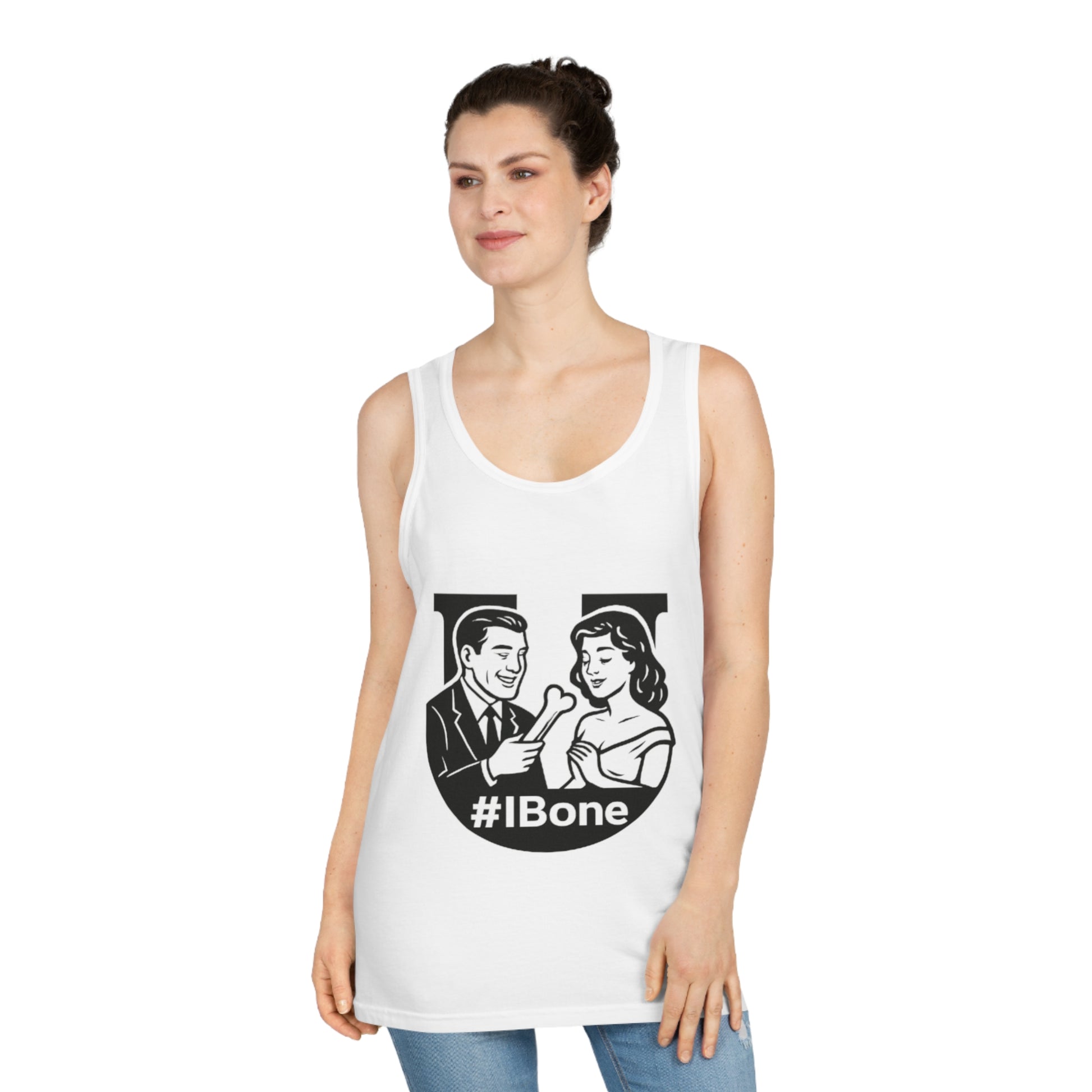 Playful Unisex Tank Top with #IBone Design, Funny Gift for Couples, Summer Fitness Wear, Casual Party Top, Perfect for Valentine's Day