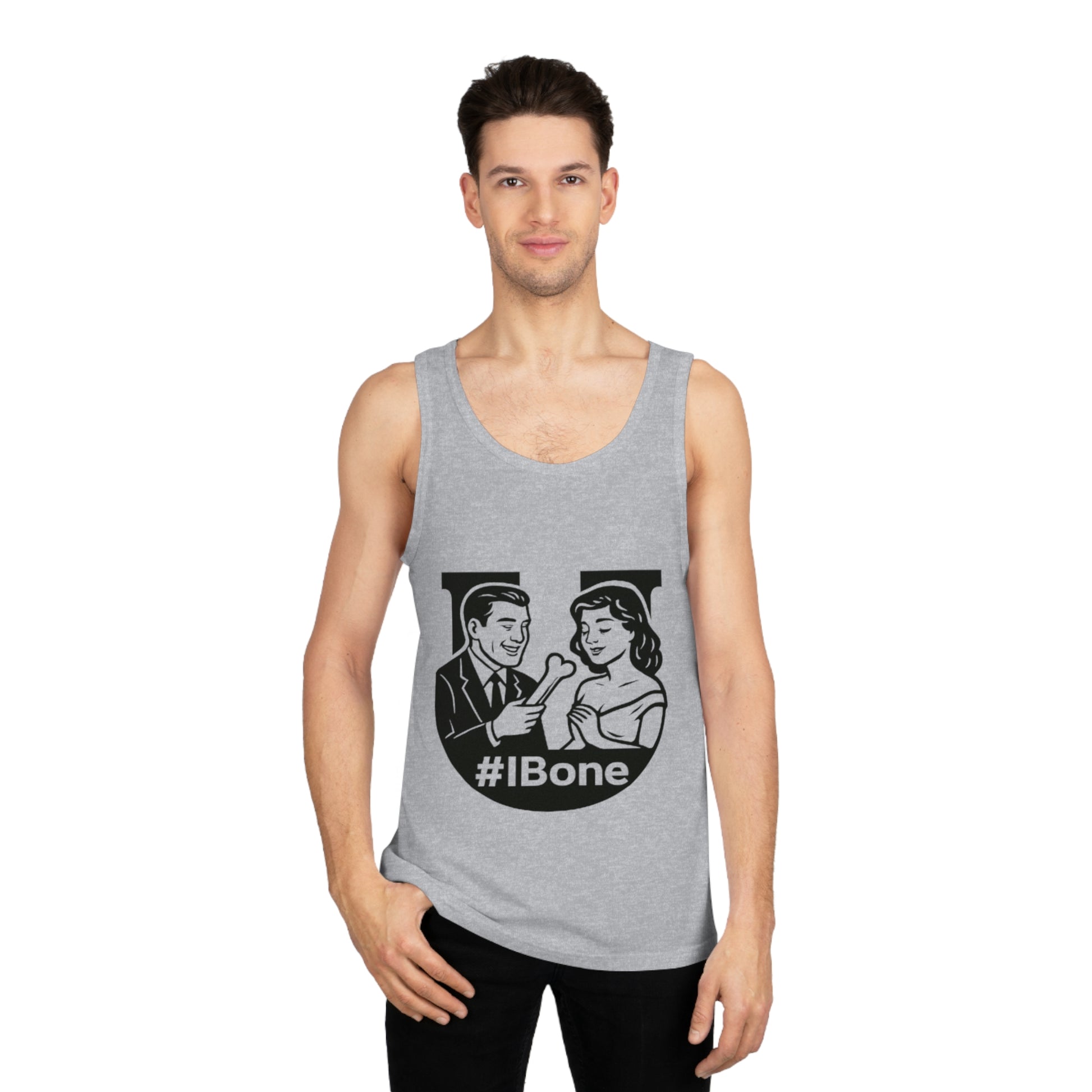 Playful Unisex Tank Top with #IBone Design, Funny Gift for Couples, Summer Fitness Wear, Casual Party Top, Perfect for Valentine's Day