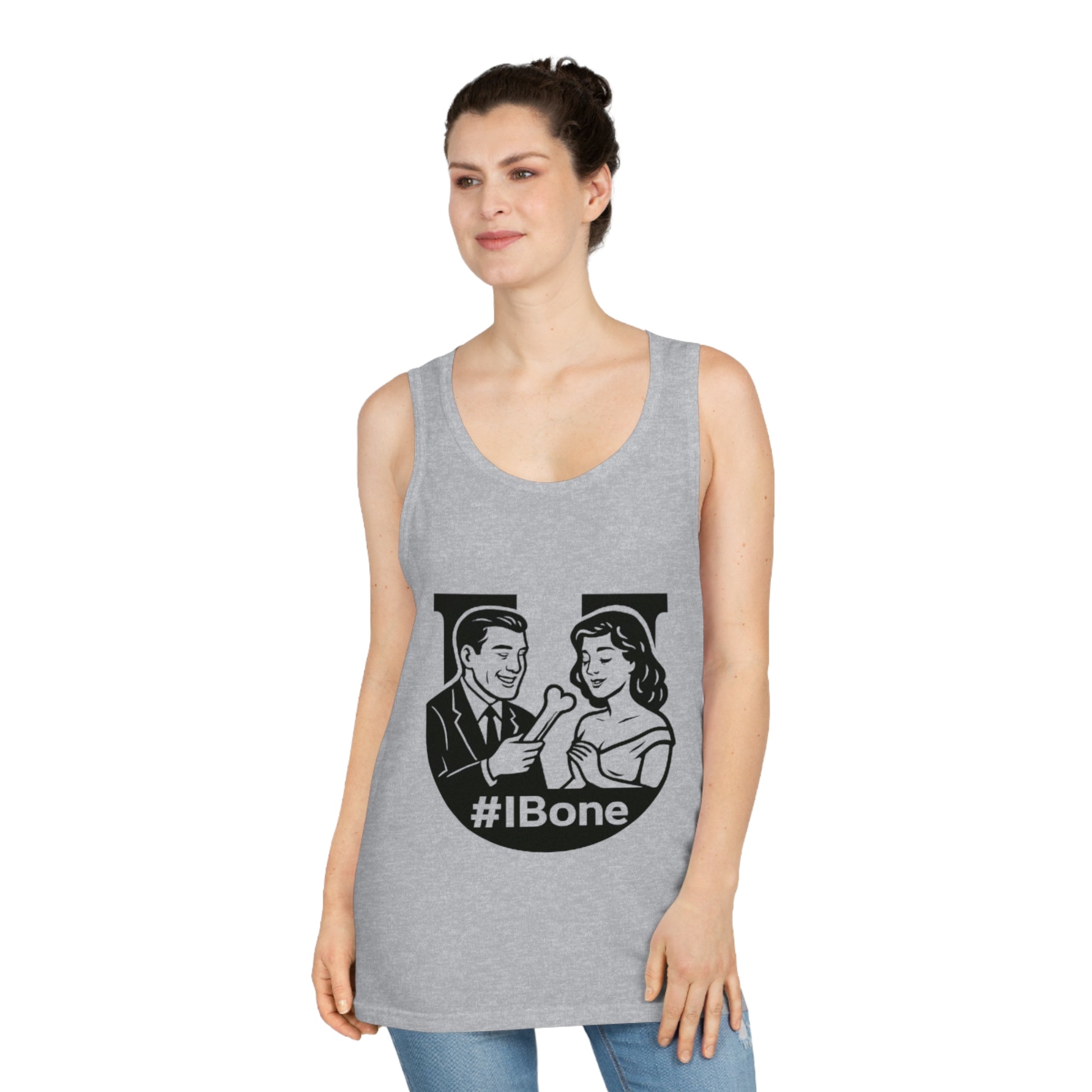Playful Unisex Tank Top with #IBone Design, Funny Gift for Couples, Summer Fitness Wear, Casual Party Top, Perfect for Valentine's Day