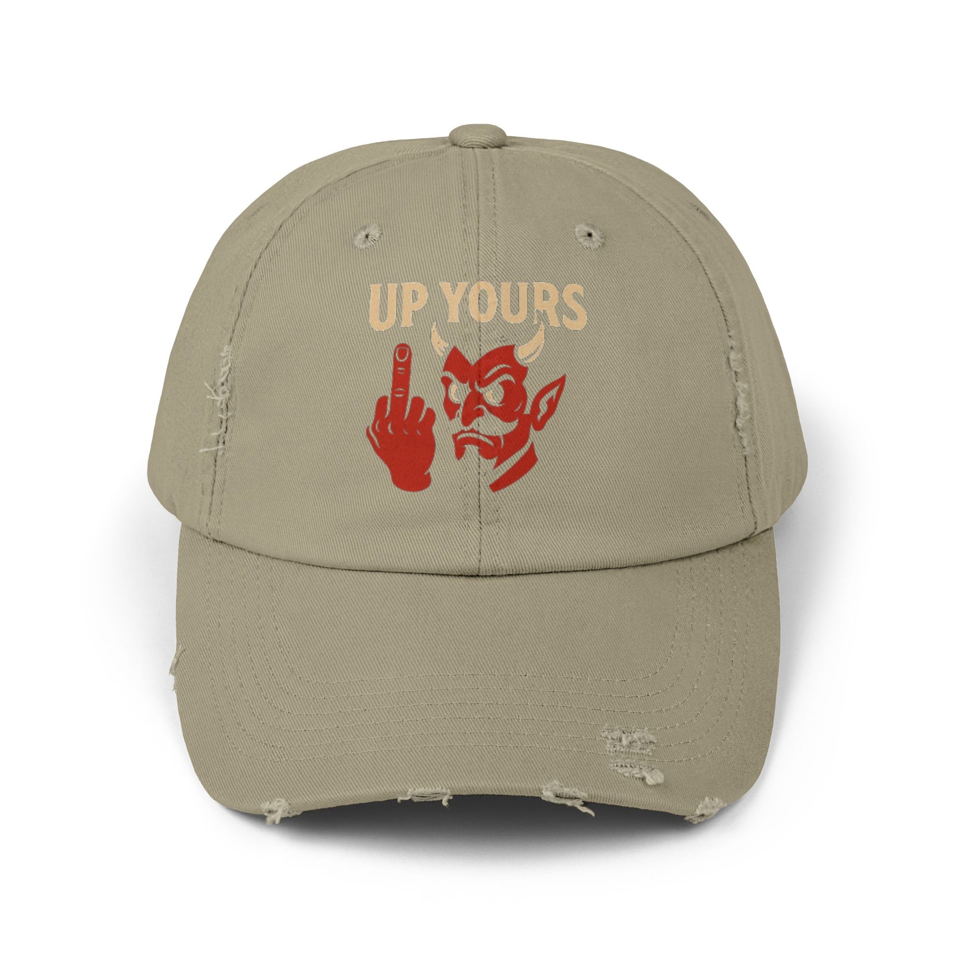 Unisex Distressed Cap with Up Yours Design, Casual Hat, Trendy Accessories, Gift for Him/Her, Streetwear Fashion, Humor Merchandise