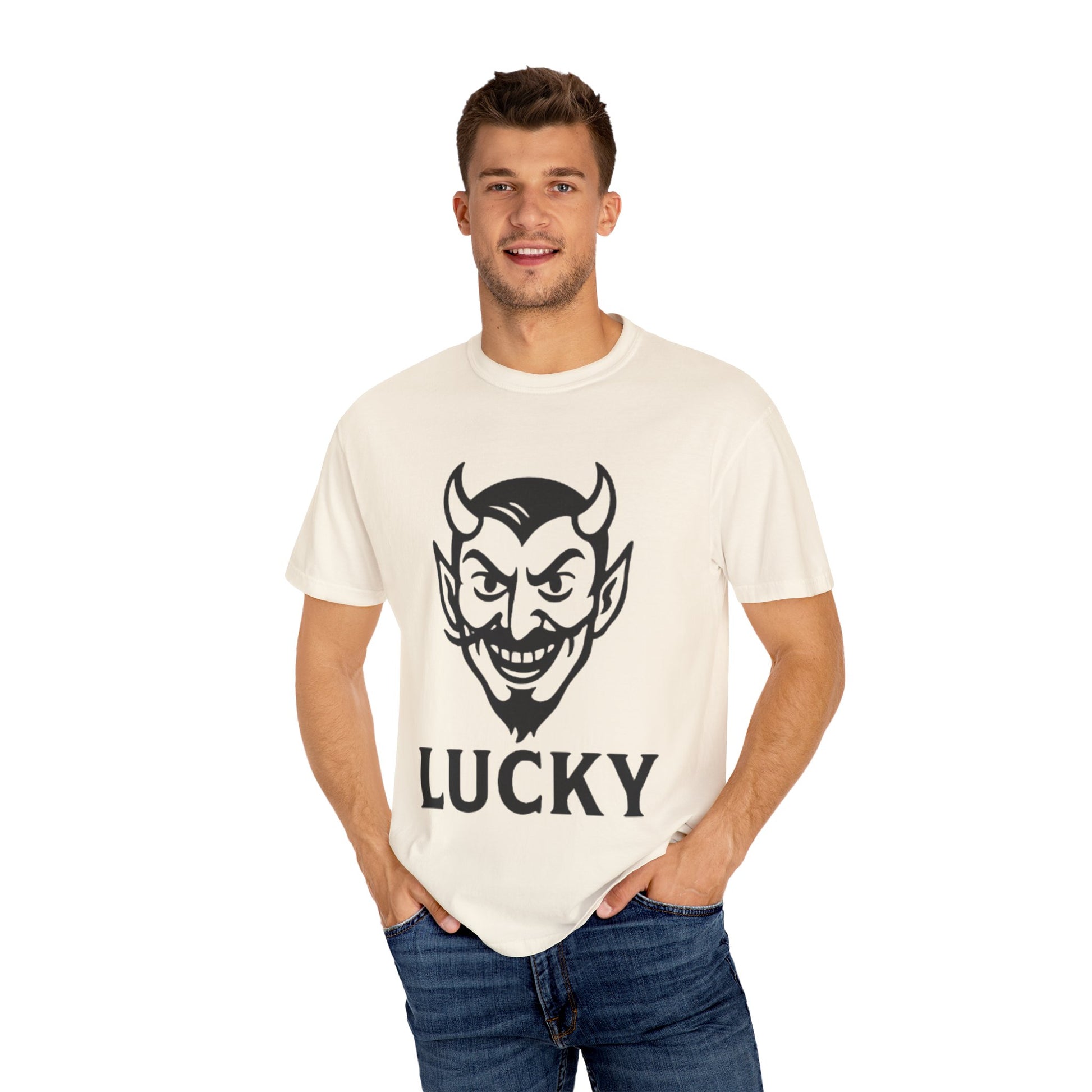 Lucky Devil Graphic Unisex T-Shirt, Spooky Style Tee, Halloween Apparel, Gift for Friends, Casual Wear