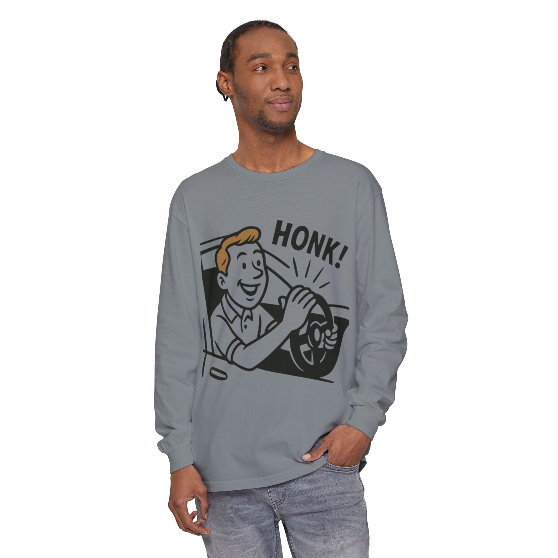 Honk Long Sleeve T-Shirt, Funny Car Enthusiast Tee, Gift for Drivers, Unisex Graphic Shirt, Casual Wear, Auto Humor Tee