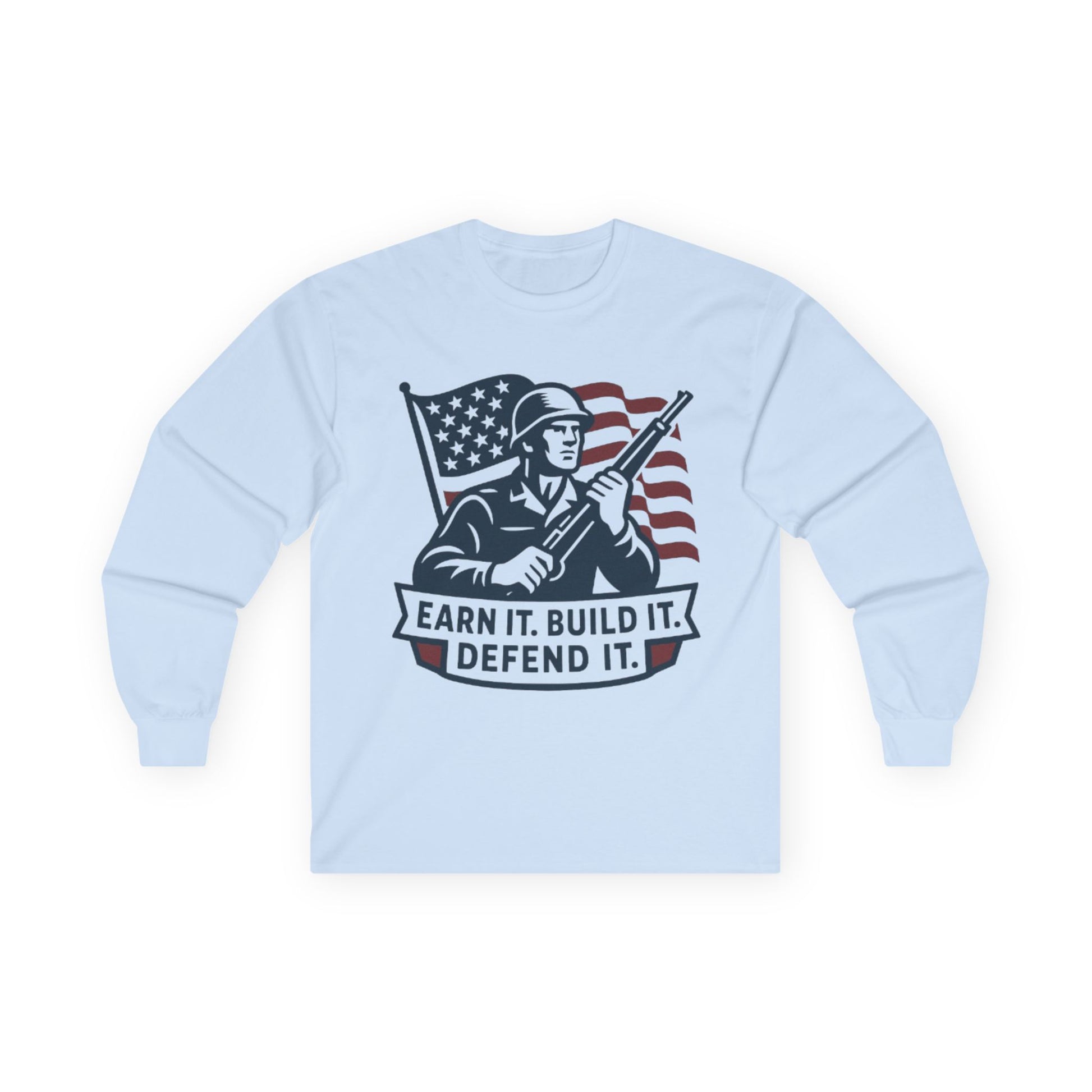 Patriotic Long Sleeve Tee for Veterans, Military Support Shirt, Independence Day Top, Memorial Day Gift, USA Pride Apparel