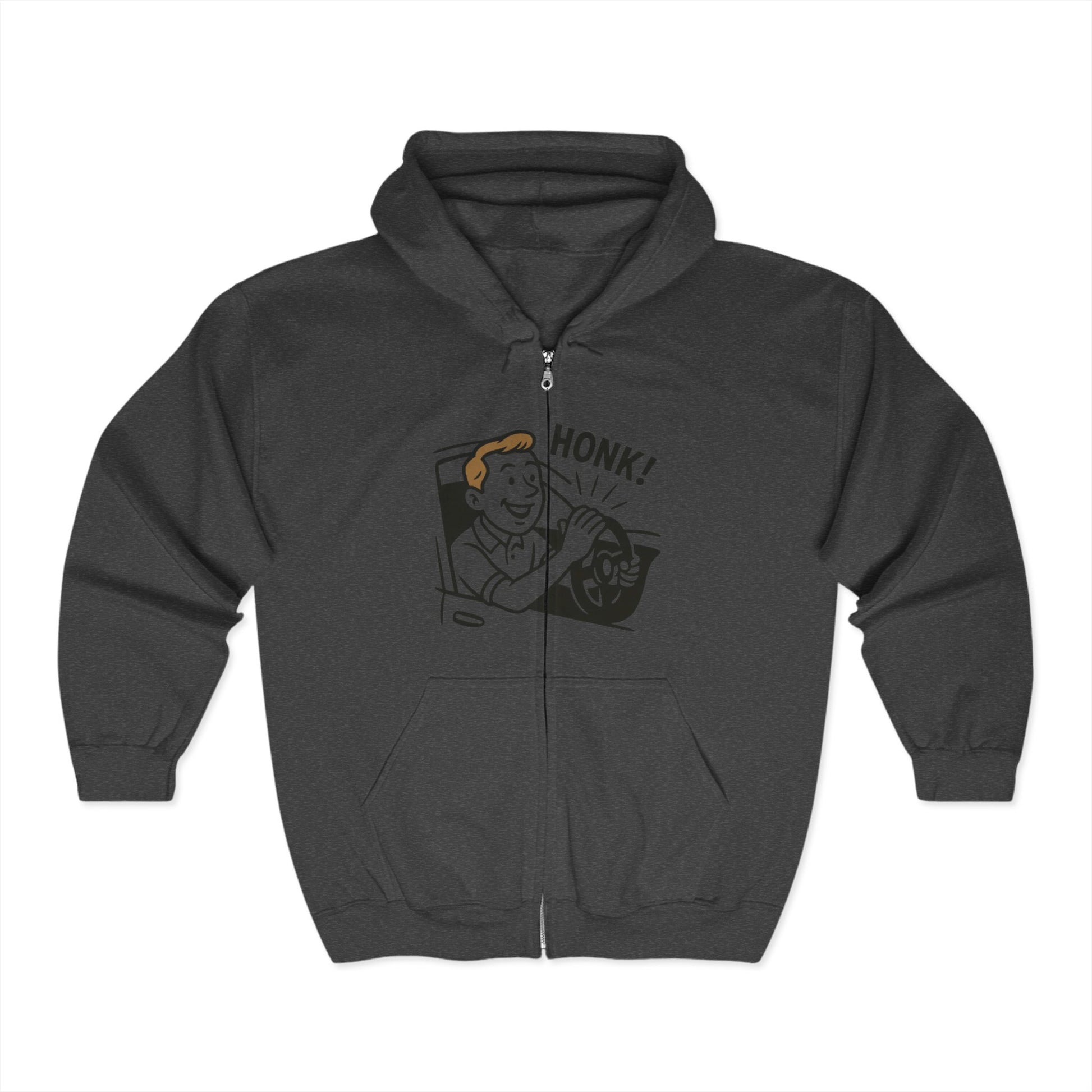 Funny Honk! Full Zip Hoodie, Unisex Sweatshirt, Perfect Gift for Birthdays, Casual Wear, Humor Apparel