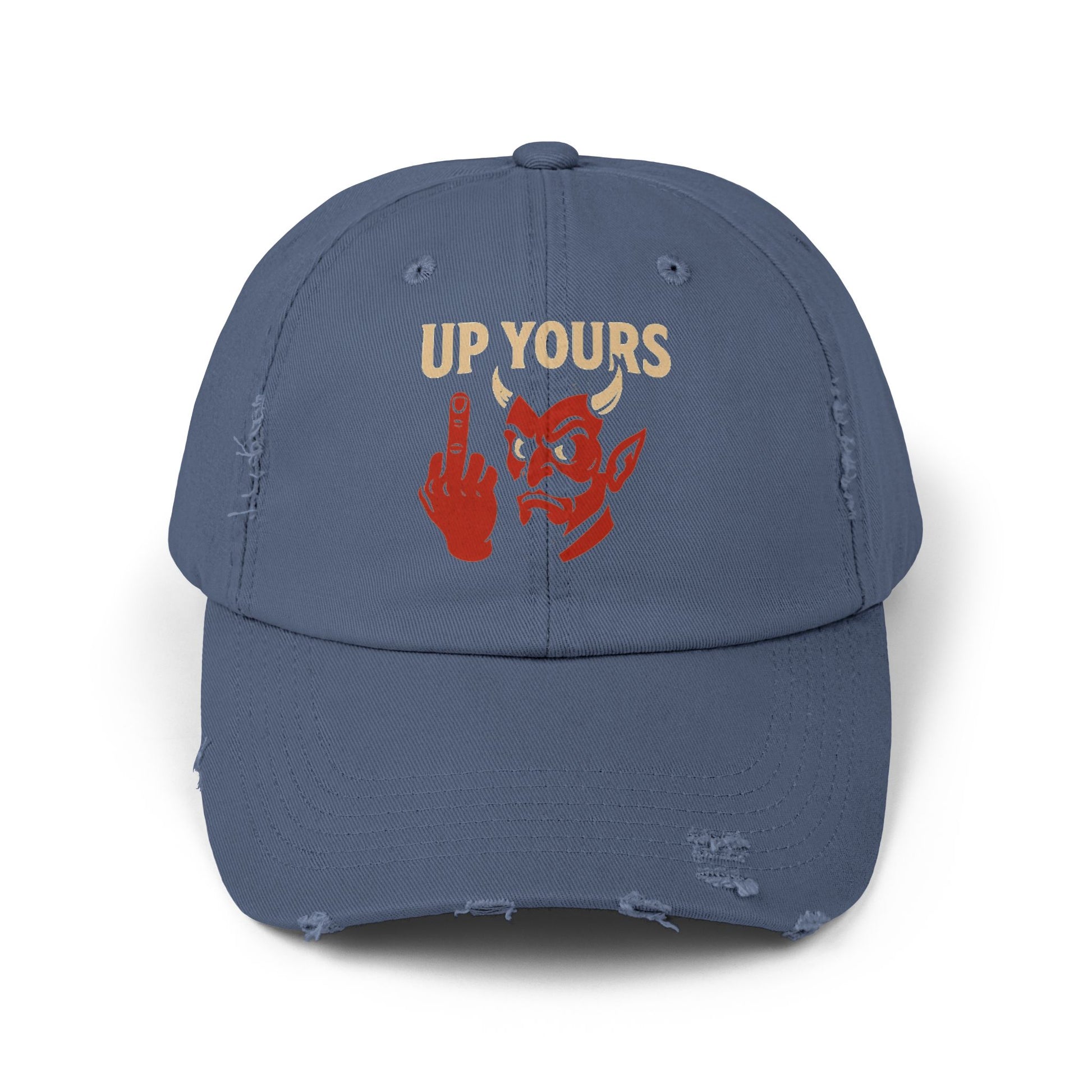 Unisex Distressed Cap with Up Yours Design, Casual Hat, Trendy Accessories, Gift for Him/Her, Streetwear Fashion, Humor Merchandise