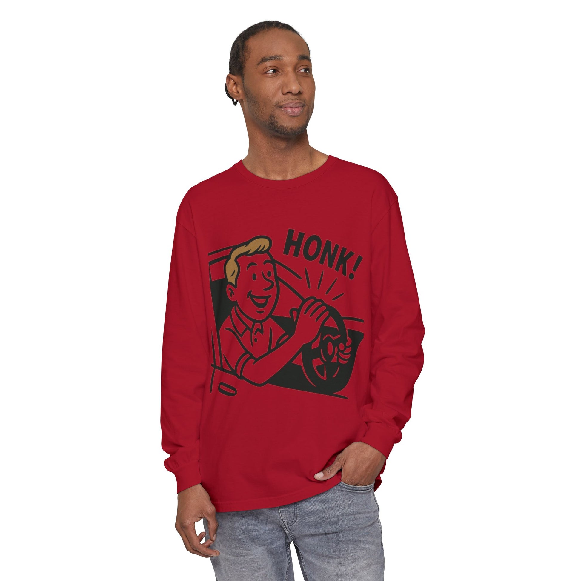 Honk Long Sleeve T-Shirt, Funny Car Enthusiast Tee, Gift for Drivers, Unisex Graphic Shirt, Casual Wear, Auto Humor Tee