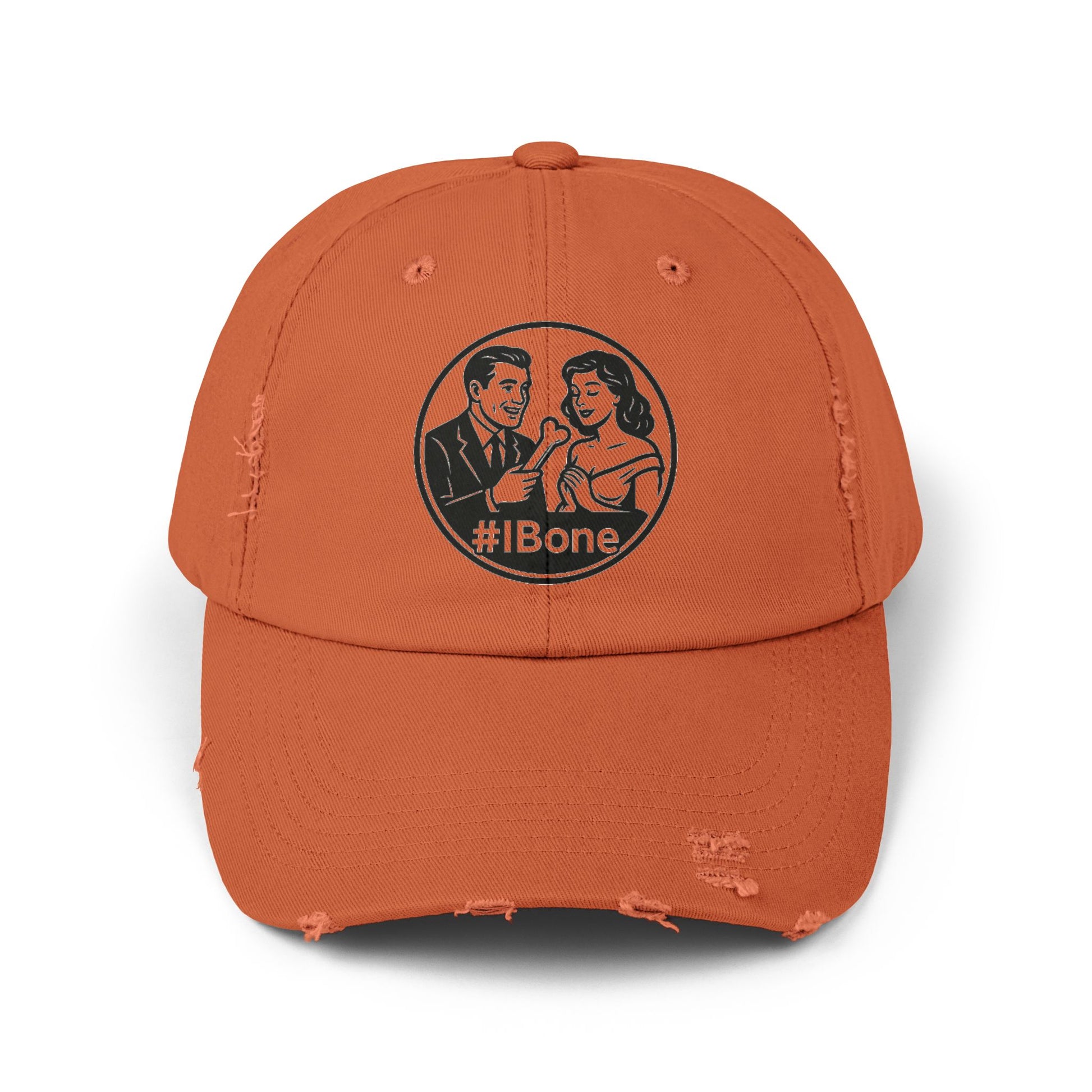 Casual Distressed Cap with Fun #IBone Design, Unisex Hat, Gift for Friends, Trendy Baseball Cap, Fashionable Headwear