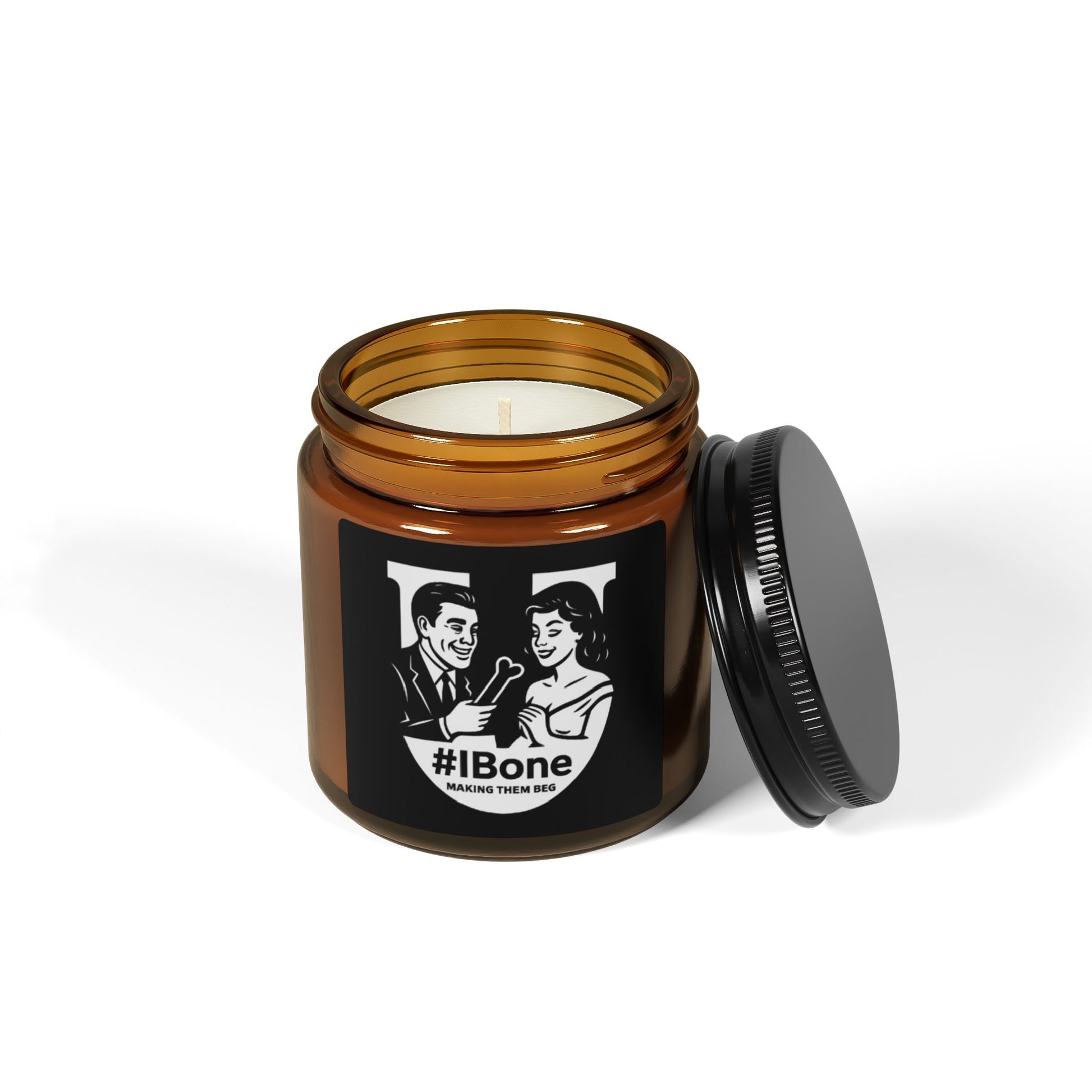 Funny #IBone Scented Soy Candle - Amber Jar Gift for Friends, Home Décor, Aromatherapy, Unique Candle Gift