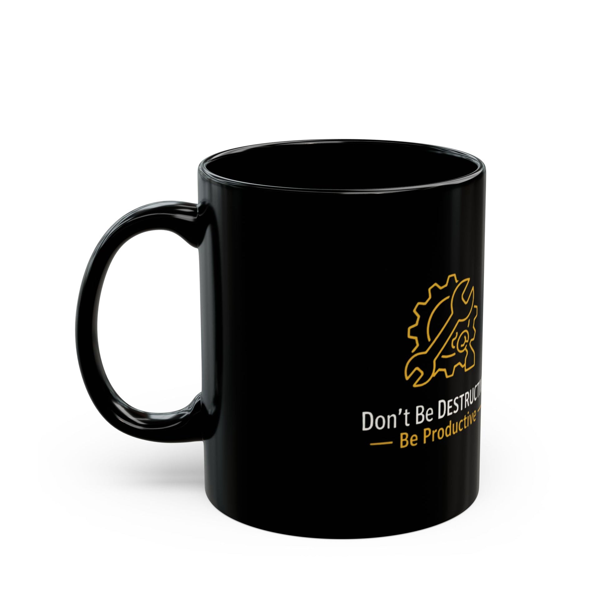 Black Productive Mug - Motivational Coffee Cup for Work, Engineering Gifts, Desk Decor, Engineering Mug, Best Friends Gift