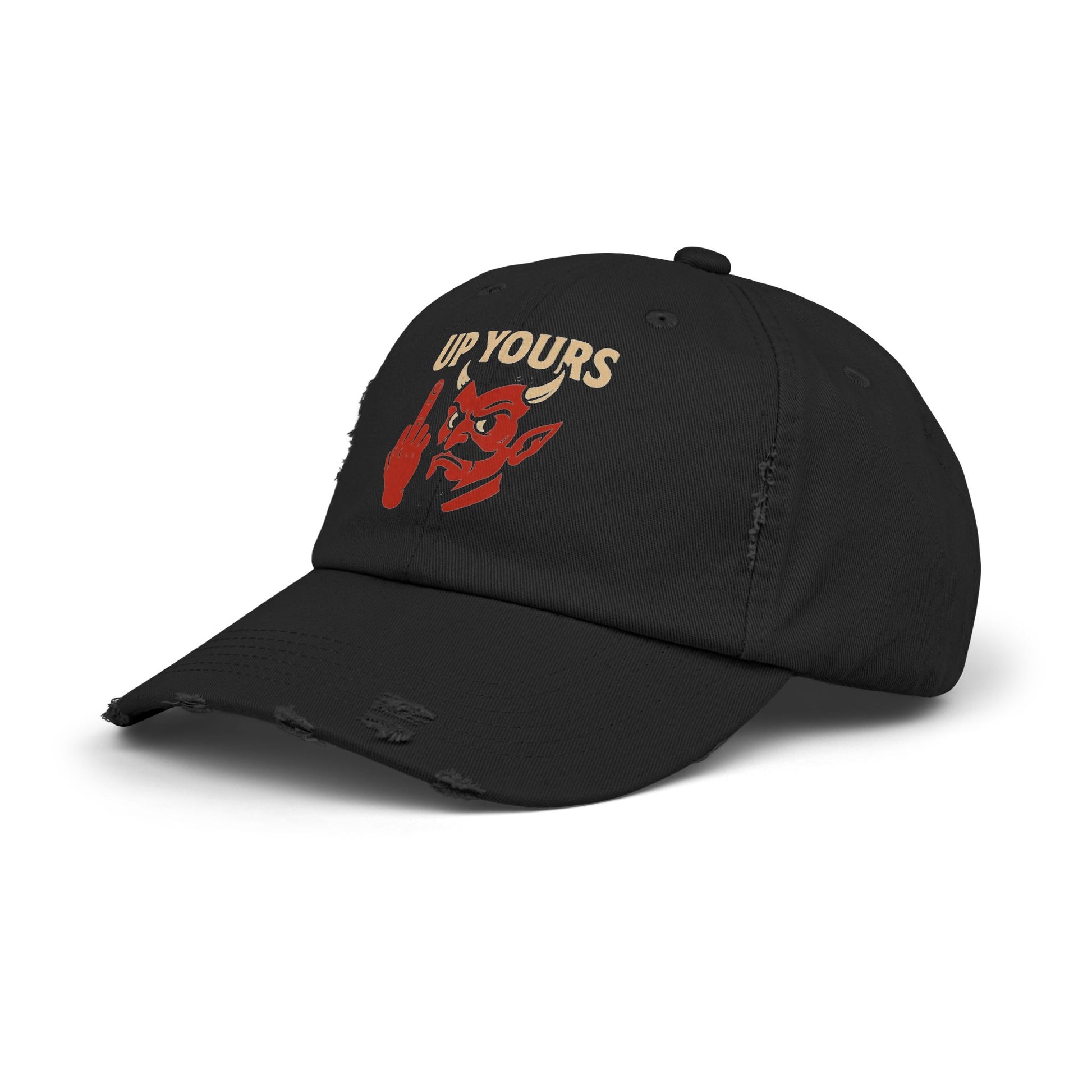 Unisex Distressed Cap with Up Yours Design, Casual Hat, Trendy Accessories, Gift for Him/Her, Streetwear Fashion, Humor Merchandise