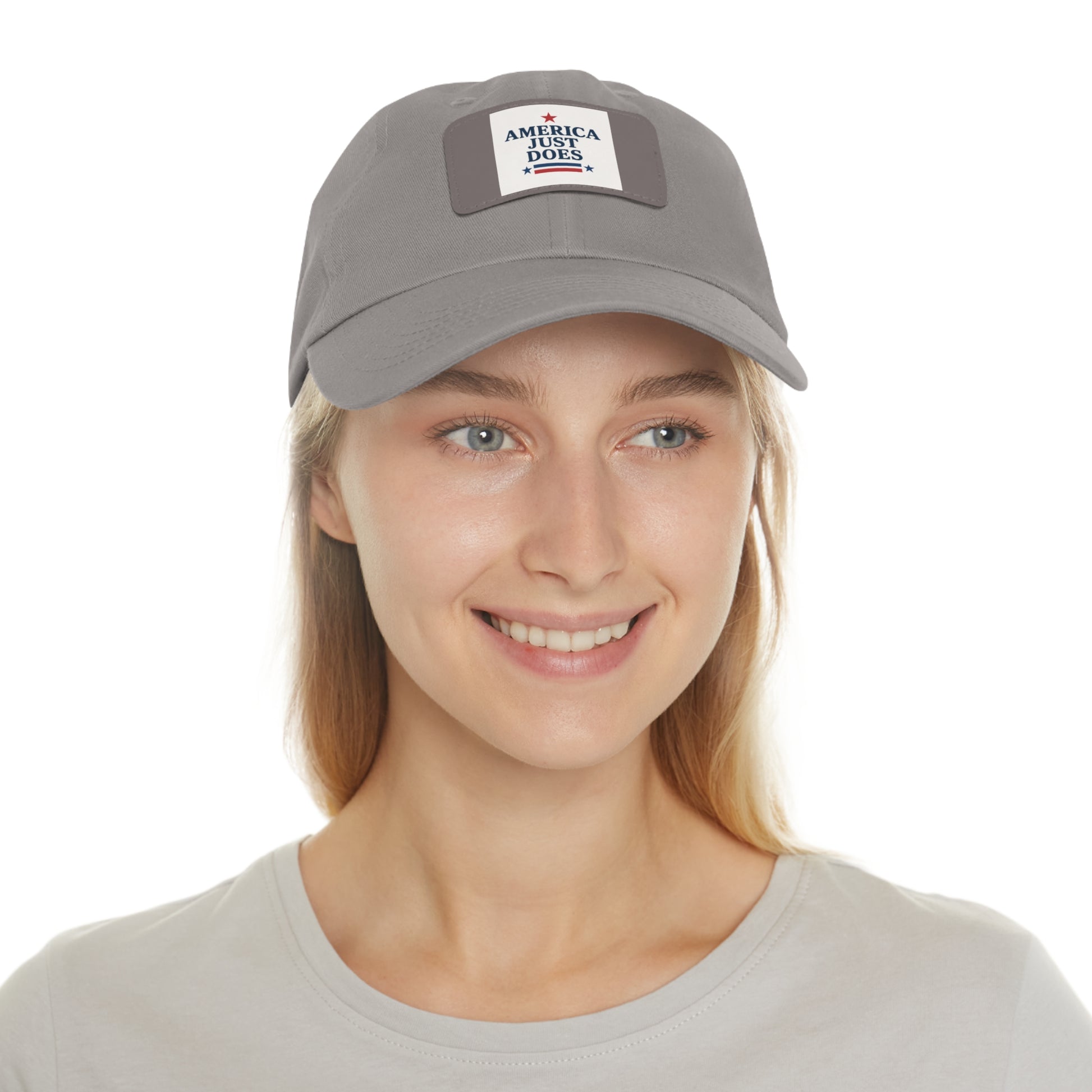 Patriotic Dad Hat with Leather Patch, Casual Cap, American Pride Accessory, Unique Gift for Dad, Summer Style Headwear