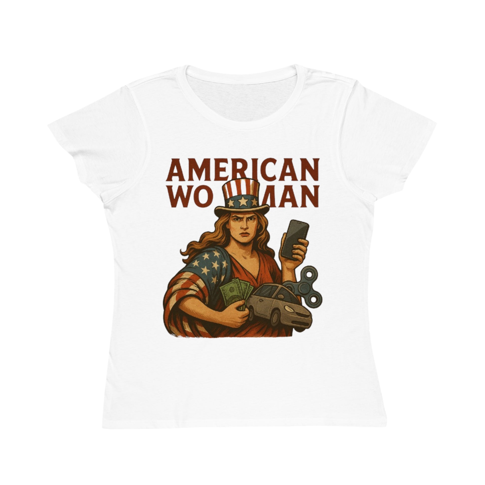 Empowering American Woman T-Shirt, Feminist Tee, Casual Wear, Gift for Her, July 4th, Independence Day Outfit