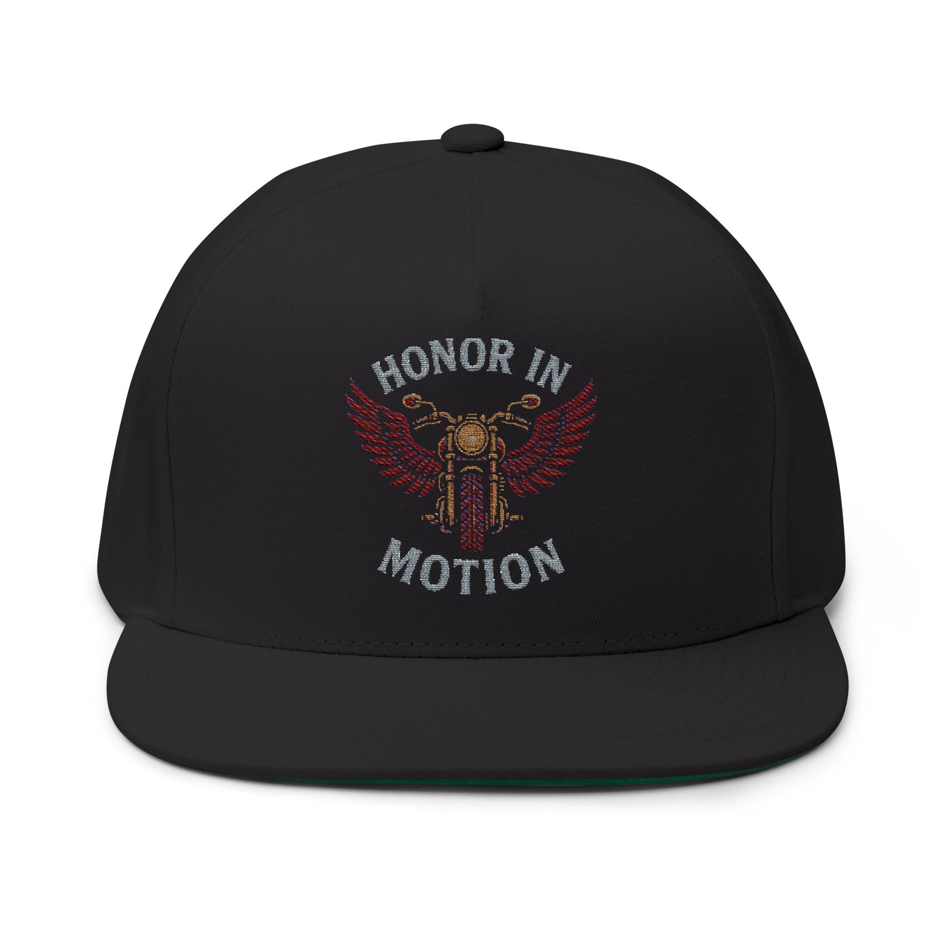 Flat Bill Cap: Honor in Motion Embroidered Hat for Athletes, Sports Lovers, Casual Wear, Gift for Him, Trendy Accessories