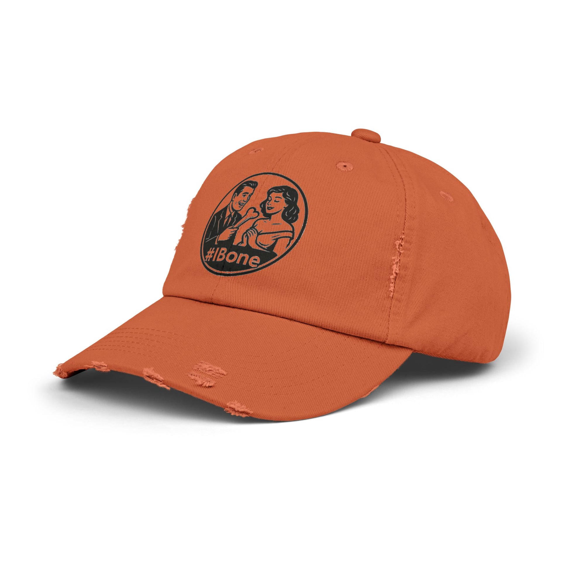 Casual Distressed Cap with Fun #IBone Design, Unisex Hat, Gift for Friends, Trendy Baseball Cap, Fashionable Headwear
