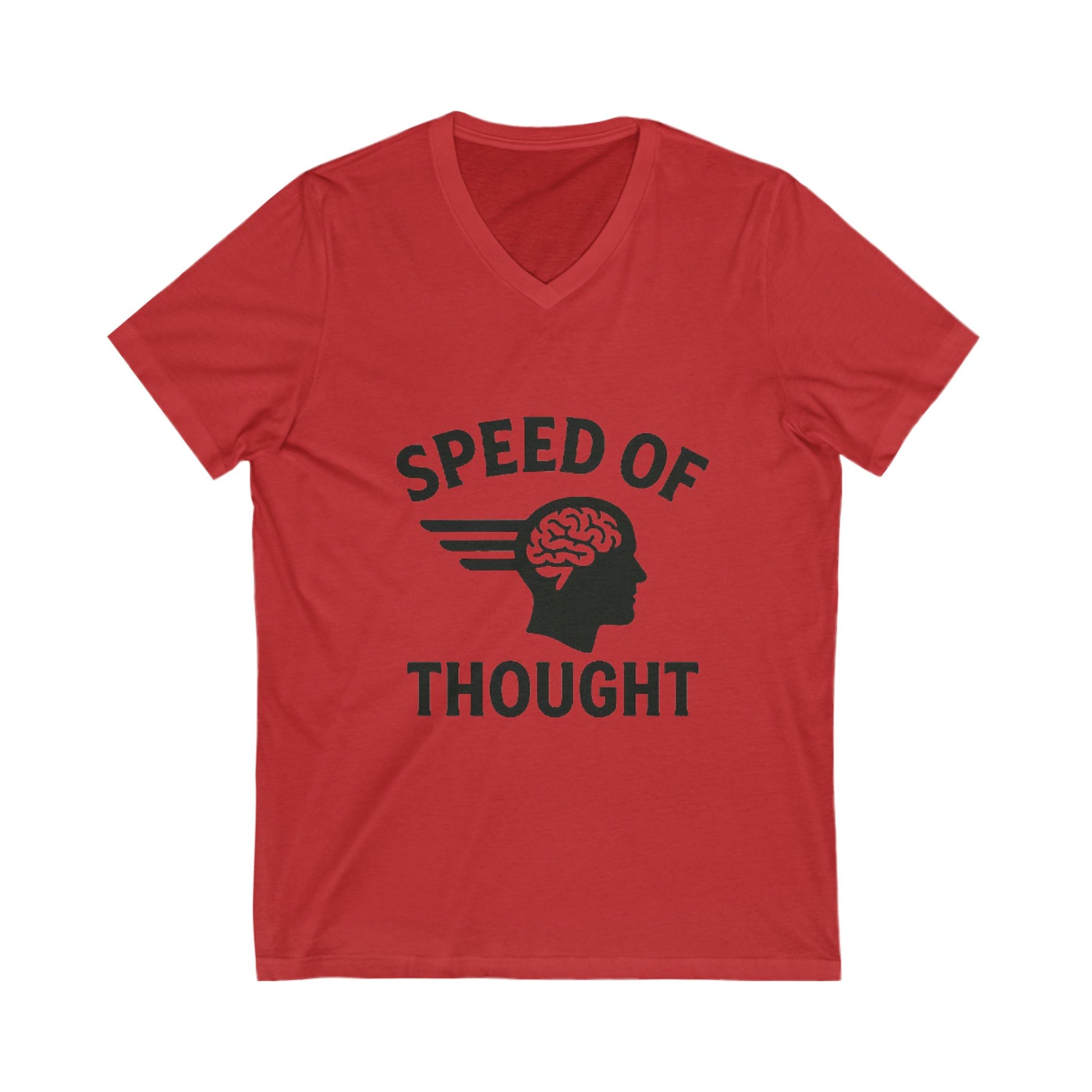 Speed of Thought V-Neck Tee, Unisex Cotton T-Shirt, Brain Design Shirt, Funny Gift for Students, Inspirational Quote Apparel