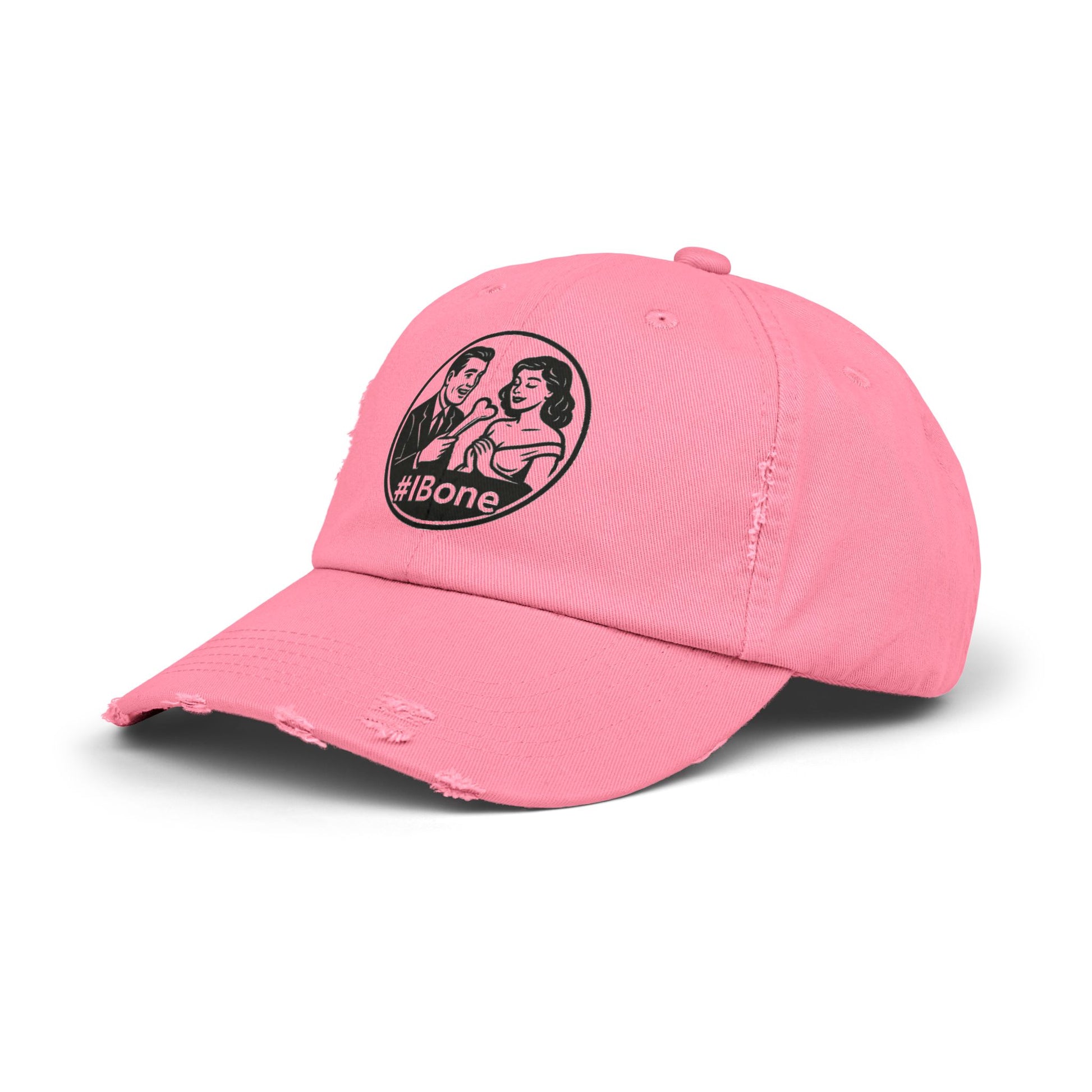 Casual Distressed Cap with Fun #IBone Design, Unisex Hat, Gift for Friends, Trendy Baseball Cap, Fashionable Headwear