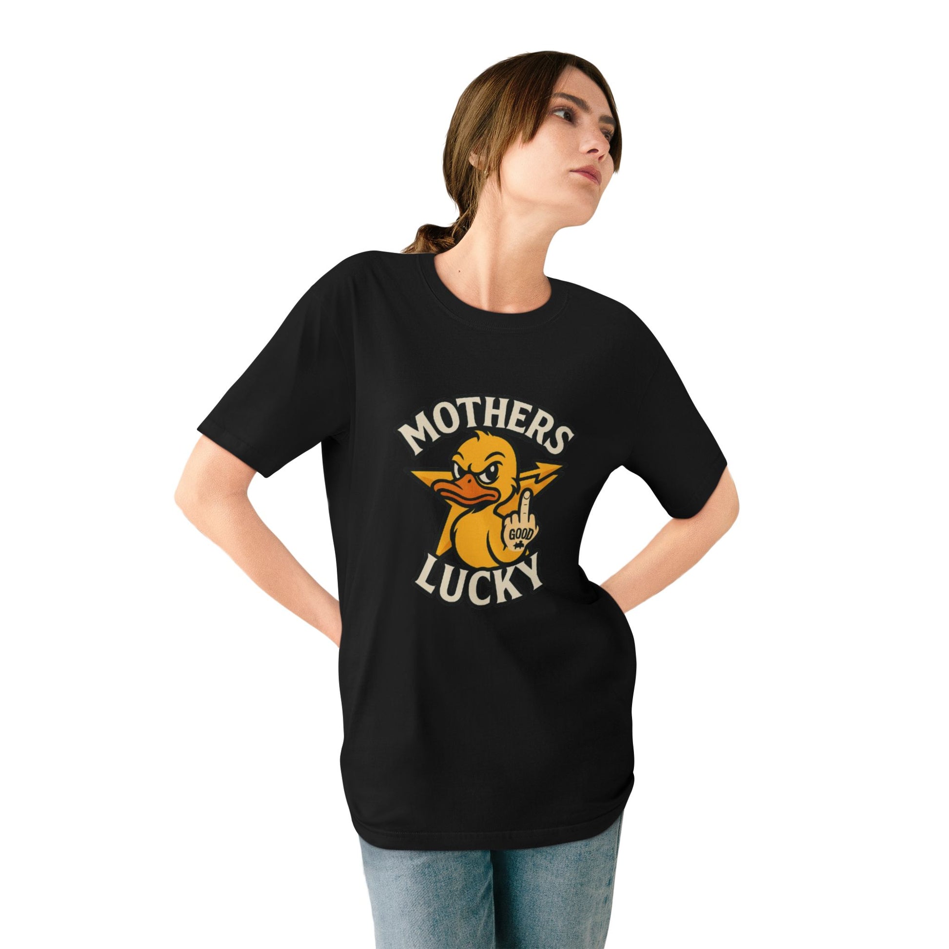 Organic Graphic Tee, Humorous T-shirt for Everyday Wear, Lucky Duck and Good Vibes Shirt, Perfect Gift for Friends, Casual Summer Outfit