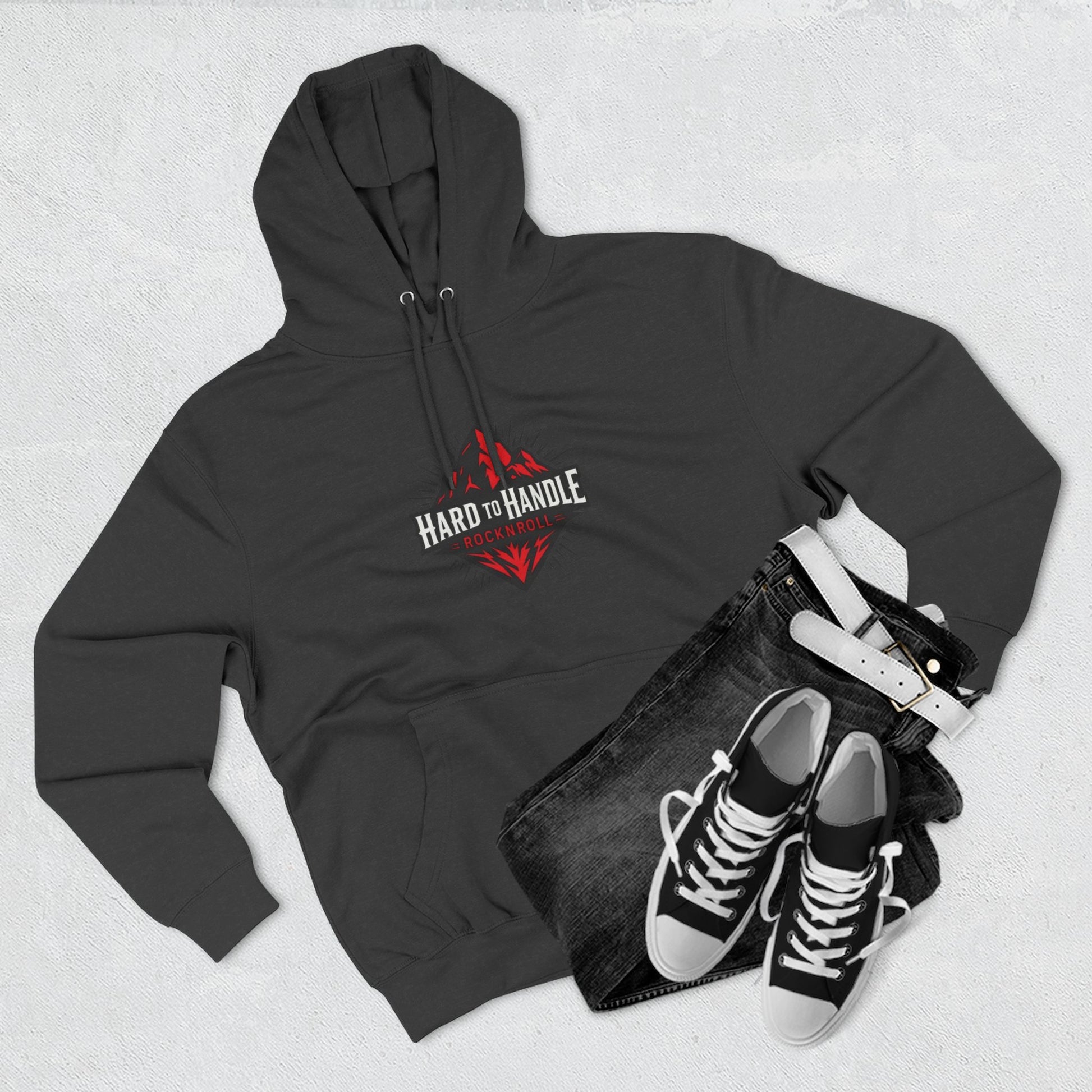 Rock On Fleece Hoodie - A Hard to Handle Design, Music Lover Gift, Cozy Layer, Festival Wear, Gift for Guitarists