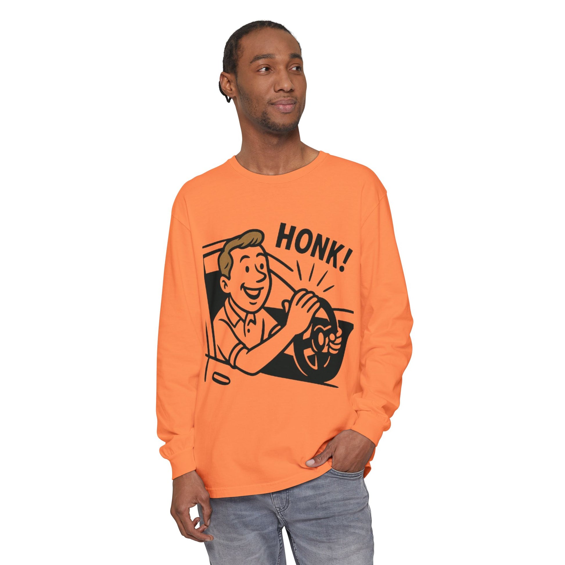 Honk Long Sleeve T-Shirt, Funny Car Enthusiast Tee, Gift for Drivers, Unisex Graphic Shirt, Casual Wear, Auto Humor Tee