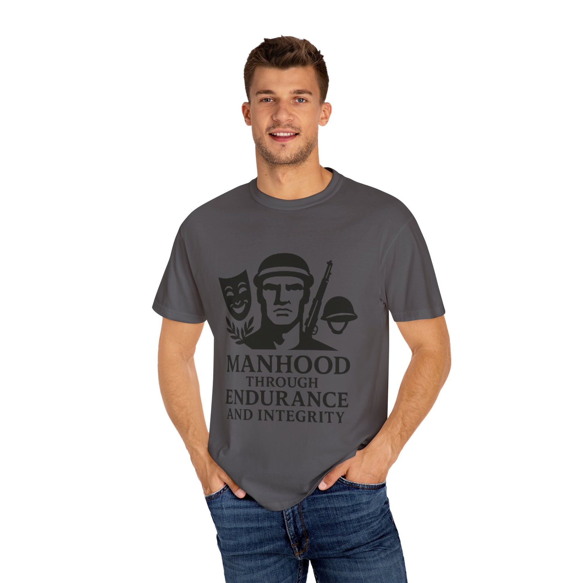 Inspirational Unisex T-Shirt: Manhood Through Endurance and Integrity, Gift for Dads, Motivational Apparel, Everyday Wear, Men's T-Shirt