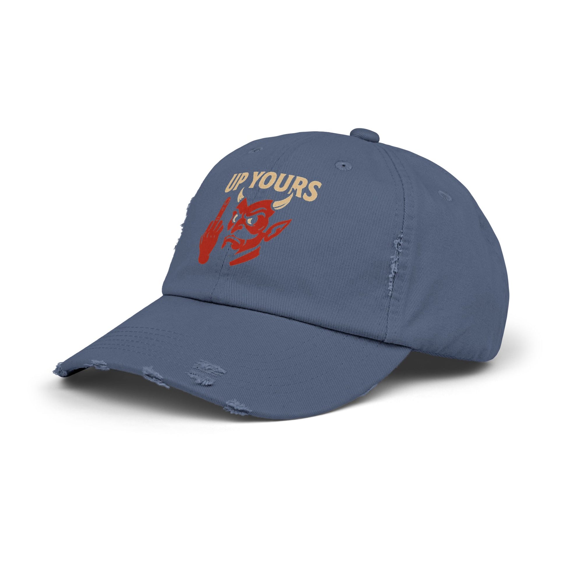 Unisex Distressed Cap with Up Yours Design, Casual Hat, Trendy Accessories, Gift for Him/Her, Streetwear Fashion, Humor Merchandise