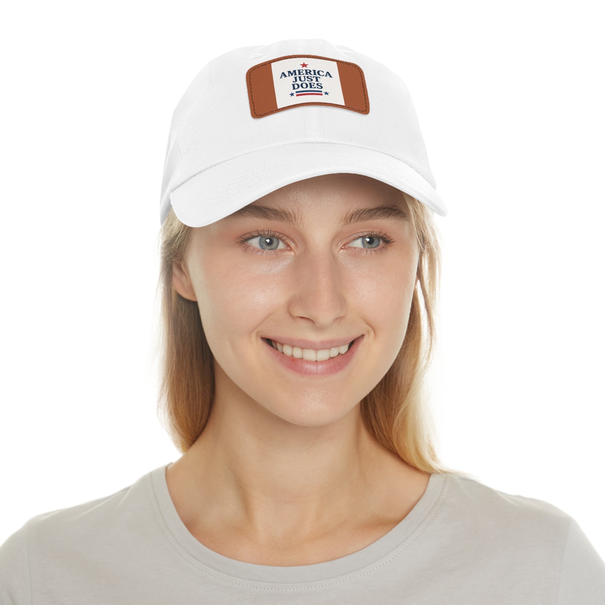 Patriotic Dad Hat with Leather Patch, Casual Cap, American Pride Accessory, Unique Gift for Dad, Summer Style Headwear