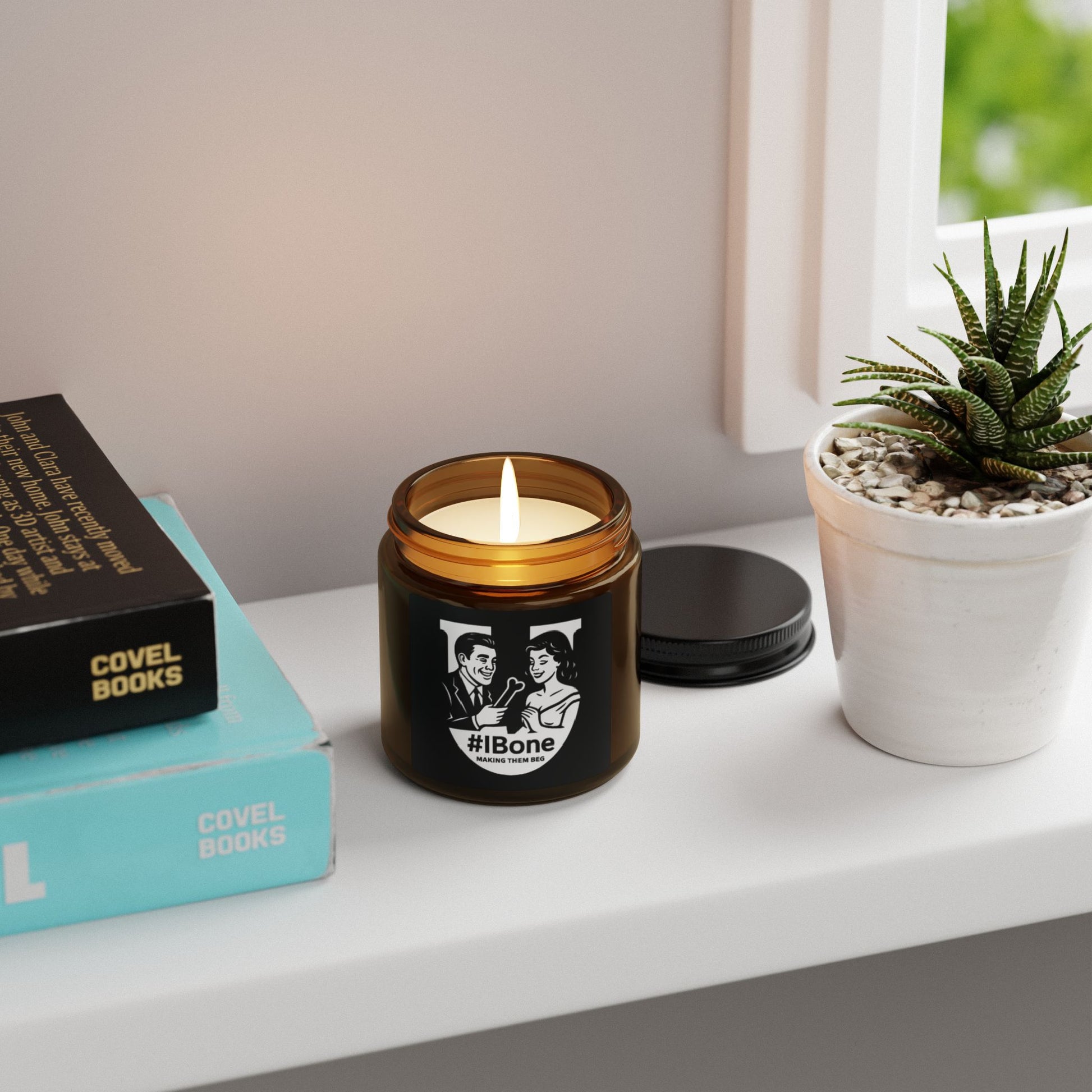 Funny #IBone Scented Soy Candle - Amber Jar Gift for Friends, Home Décor, Aromatherapy, Unique Candle Gift