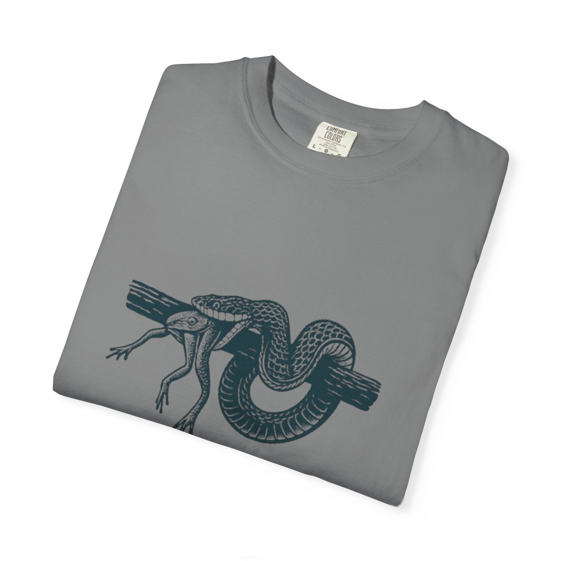 Snake and Frog Unisex T-Shirt - Nature Lover Gift, Adventure Apparel, Unique Graphic Tee, Eco-Friendly Fashion, Wildlife Enthusiast Shirt