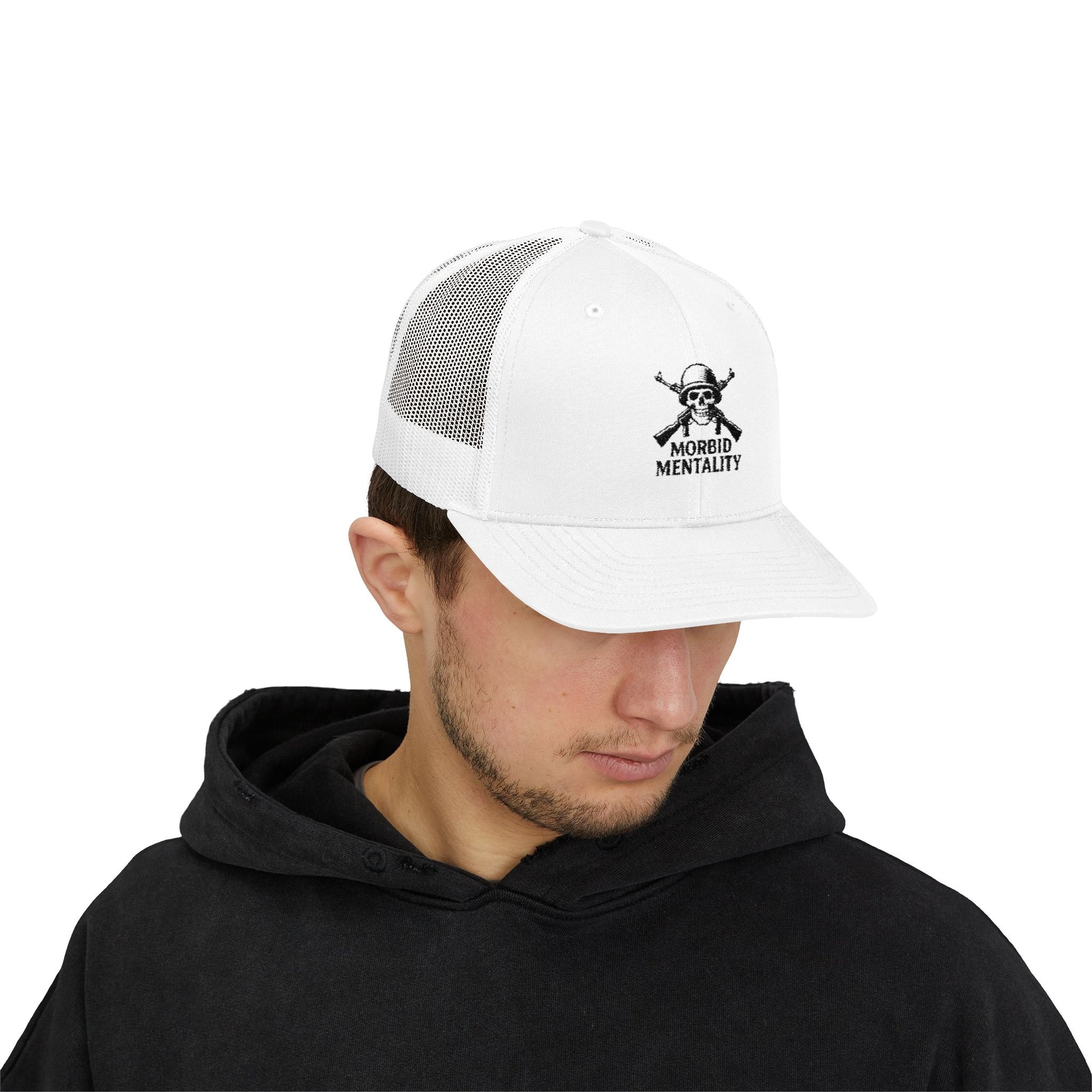 Morbid Mentality Snapback Trucker Cap | Gothic Style, Unique Gift for Trendsetters, Perfect for Casual Outings, Festivals, and More