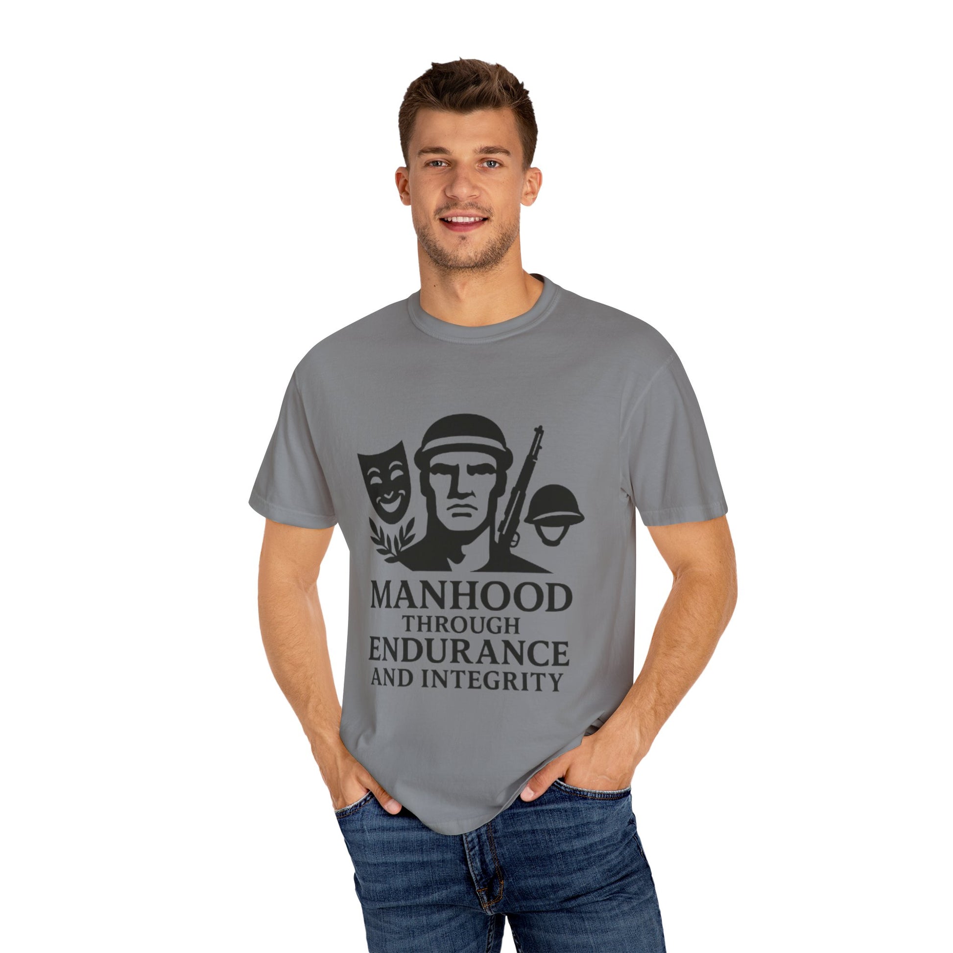 Inspirational Unisex T-Shirt: Manhood Through Endurance and Integrity, Gift for Dads, Motivational Apparel, Everyday Wear, Men's T-Shirt