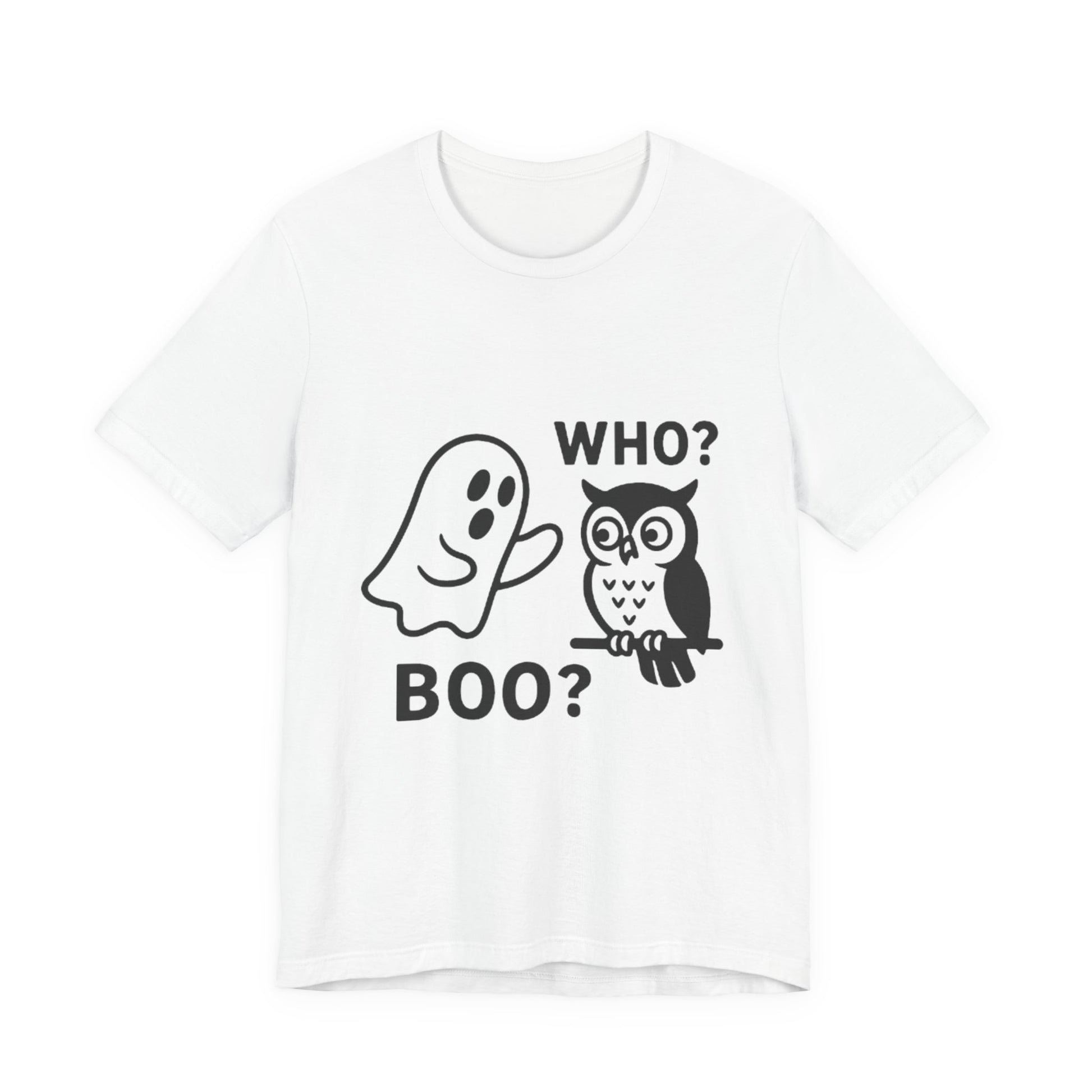 Halloween Who Boo? Unisex Tee, Ghosts and Owls Shirt, Funny Halloween T-Shirt, Spooky Gift, Autumn Apparel, Cute Halloween Outfit