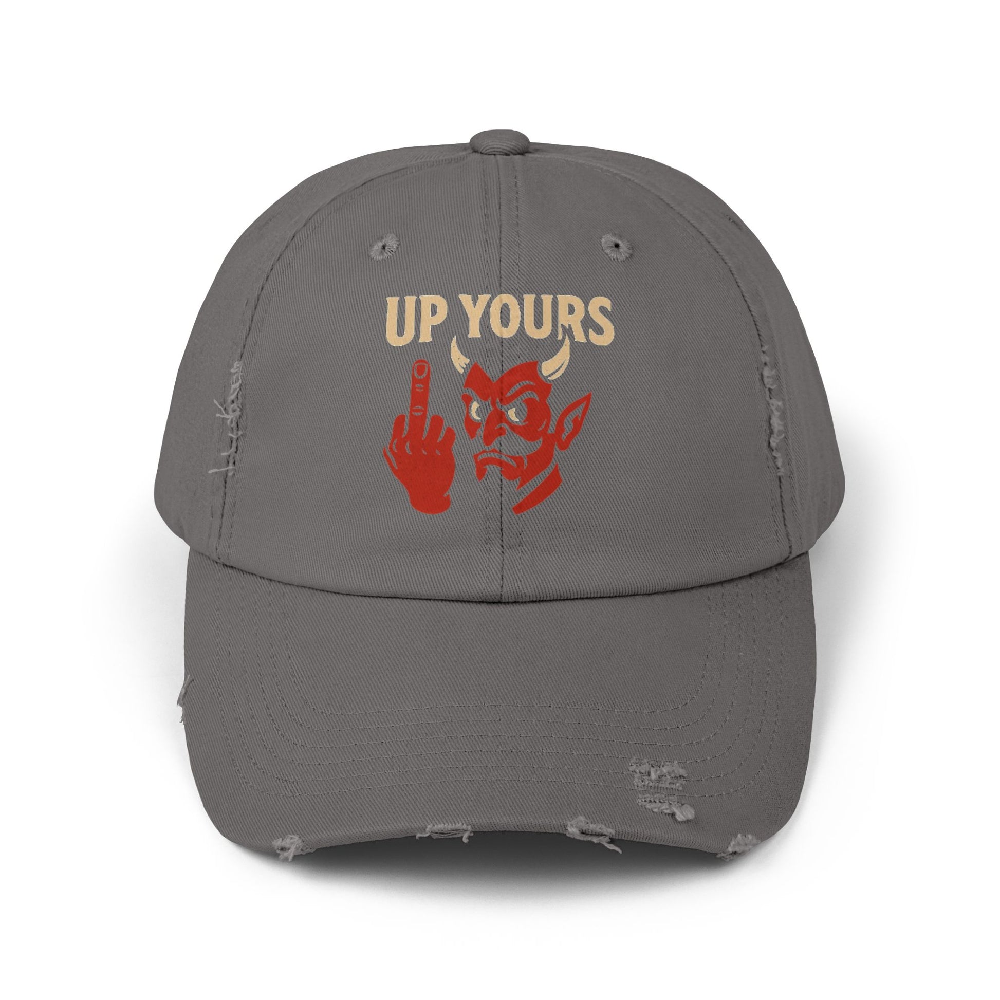 Unisex Distressed Cap with Up Yours Design, Casual Hat, Trendy Accessories, Gift for Him/Her, Streetwear Fashion, Humor Merchandise