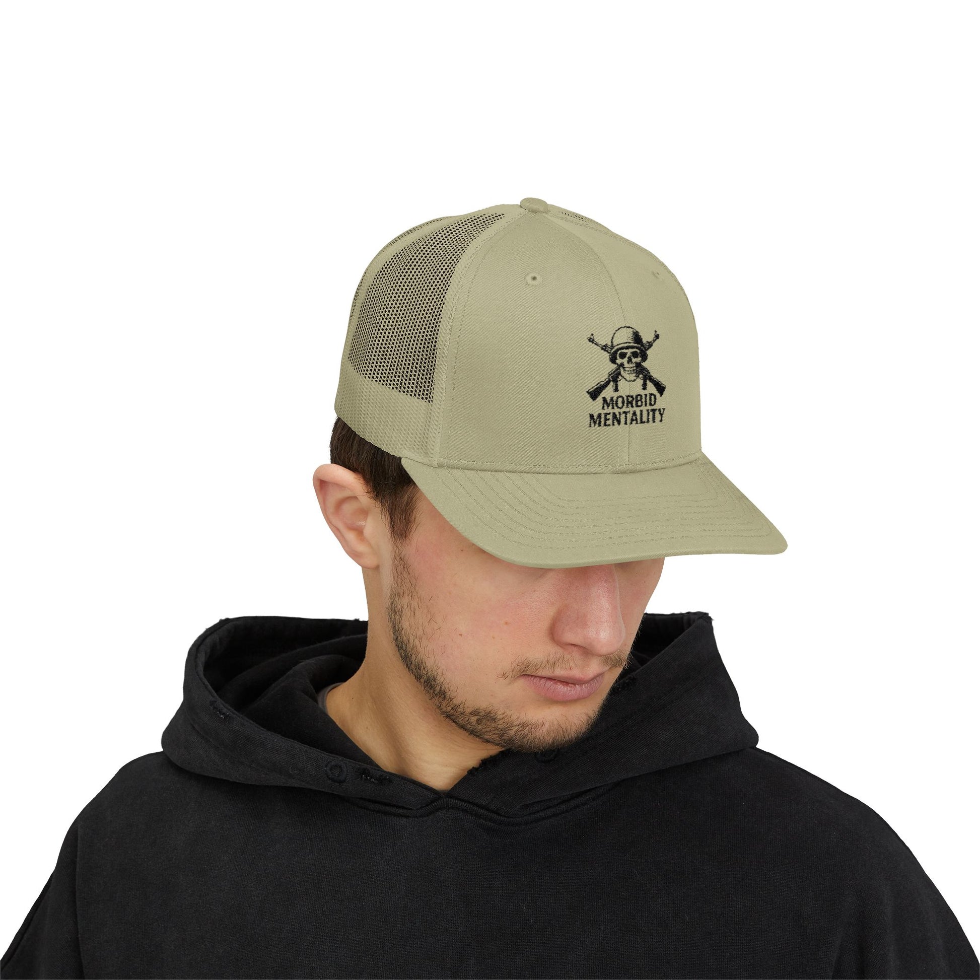 Morbid Mentality Snapback Trucker Cap | Gothic Style, Unique Gift for Trendsetters, Perfect for Casual Outings, Festivals, and More