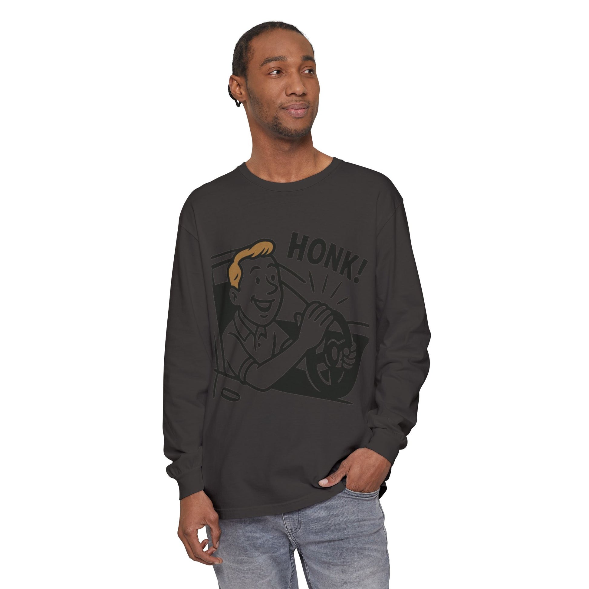 Honk Long Sleeve T-Shirt, Funny Car Enthusiast Tee, Gift for Drivers, Unisex Graphic Shirt, Casual Wear, Auto Humor Tee