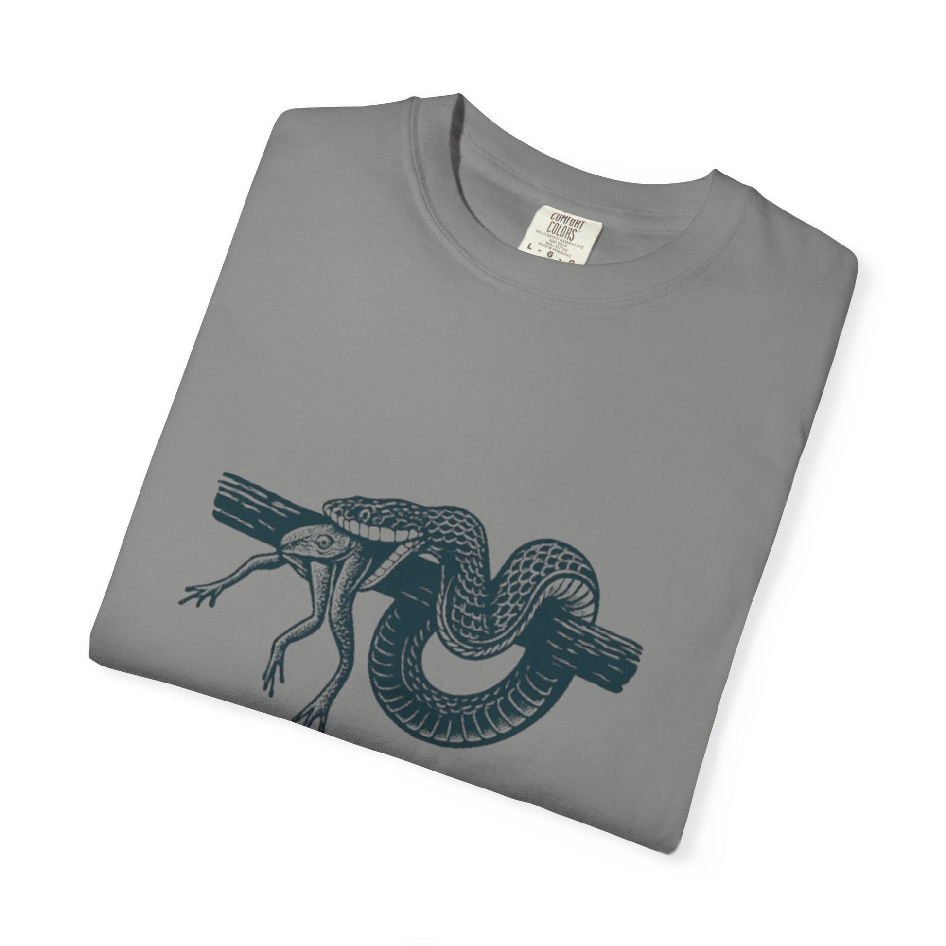 Snake and Frog Unisex T-Shirt - Nature Lover Gift, Adventure Apparel, Unique Graphic Tee, Eco-Friendly Fashion, Wildlife Enthusiast Shirt