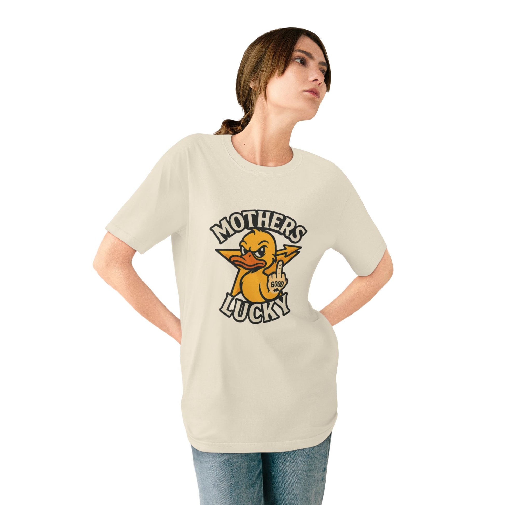 Organic Graphic Tee, Humorous T-shirt for Everyday Wear, Lucky Duck and Good Vibes Shirt, Perfect Gift for Friends, Casual Summer Outfit