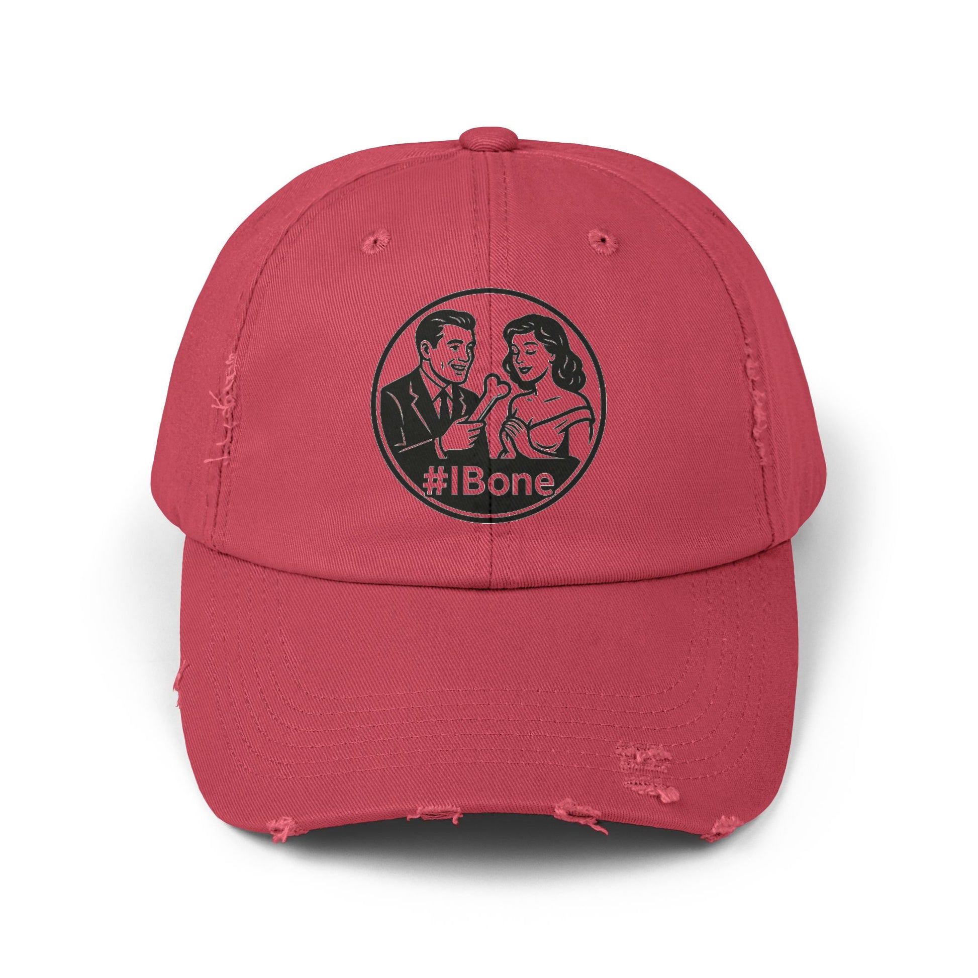 Casual Distressed Cap with Fun #IBone Design, Unisex Hat, Gift for Friends, Trendy Baseball Cap, Fashionable Headwear