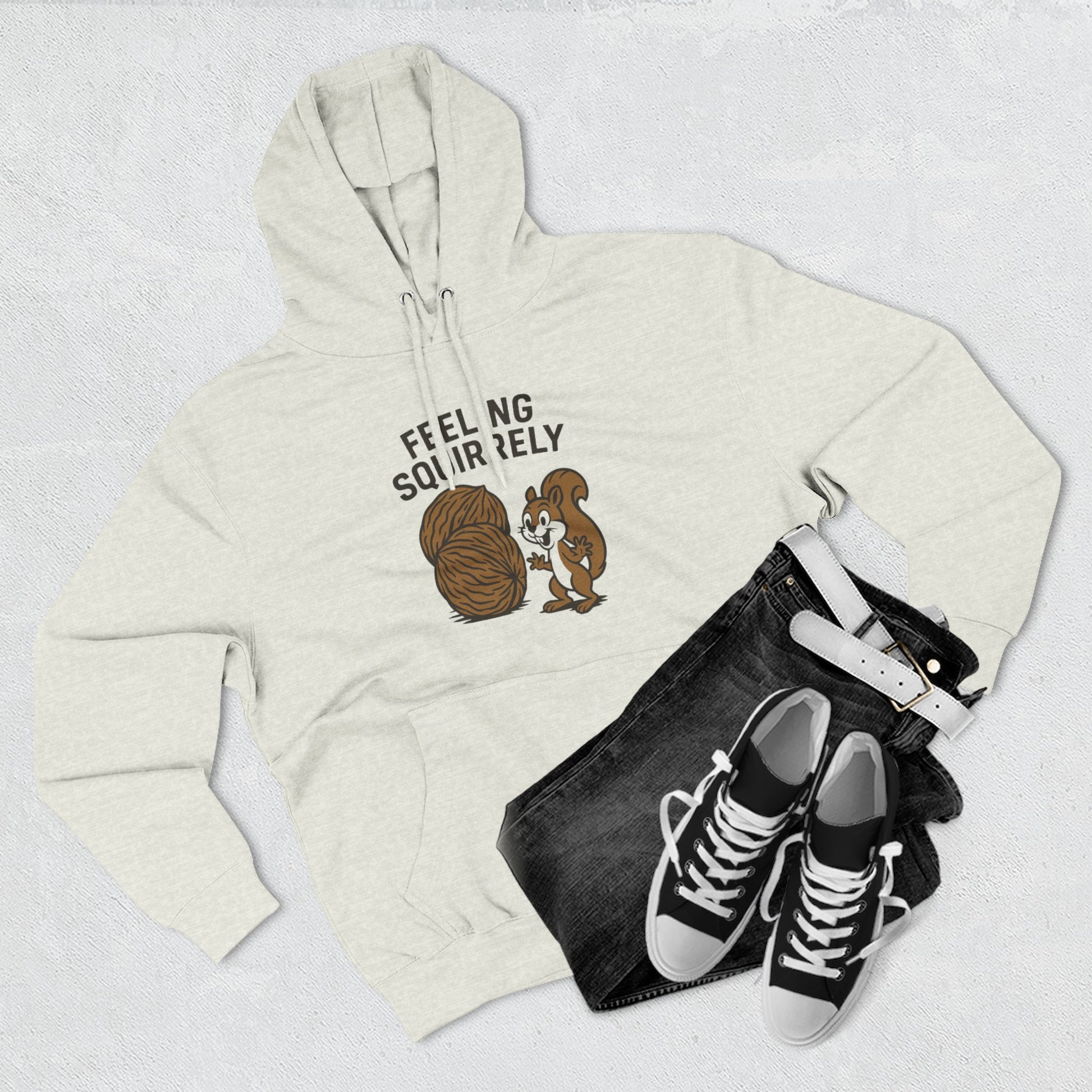 Feeling Squirrelly Hoodie - Cozy Fleece Sweatshirt, Gift for Animal Lovers, Fall Fashion, Fun Hoodie for Friends, Quirky Apparel