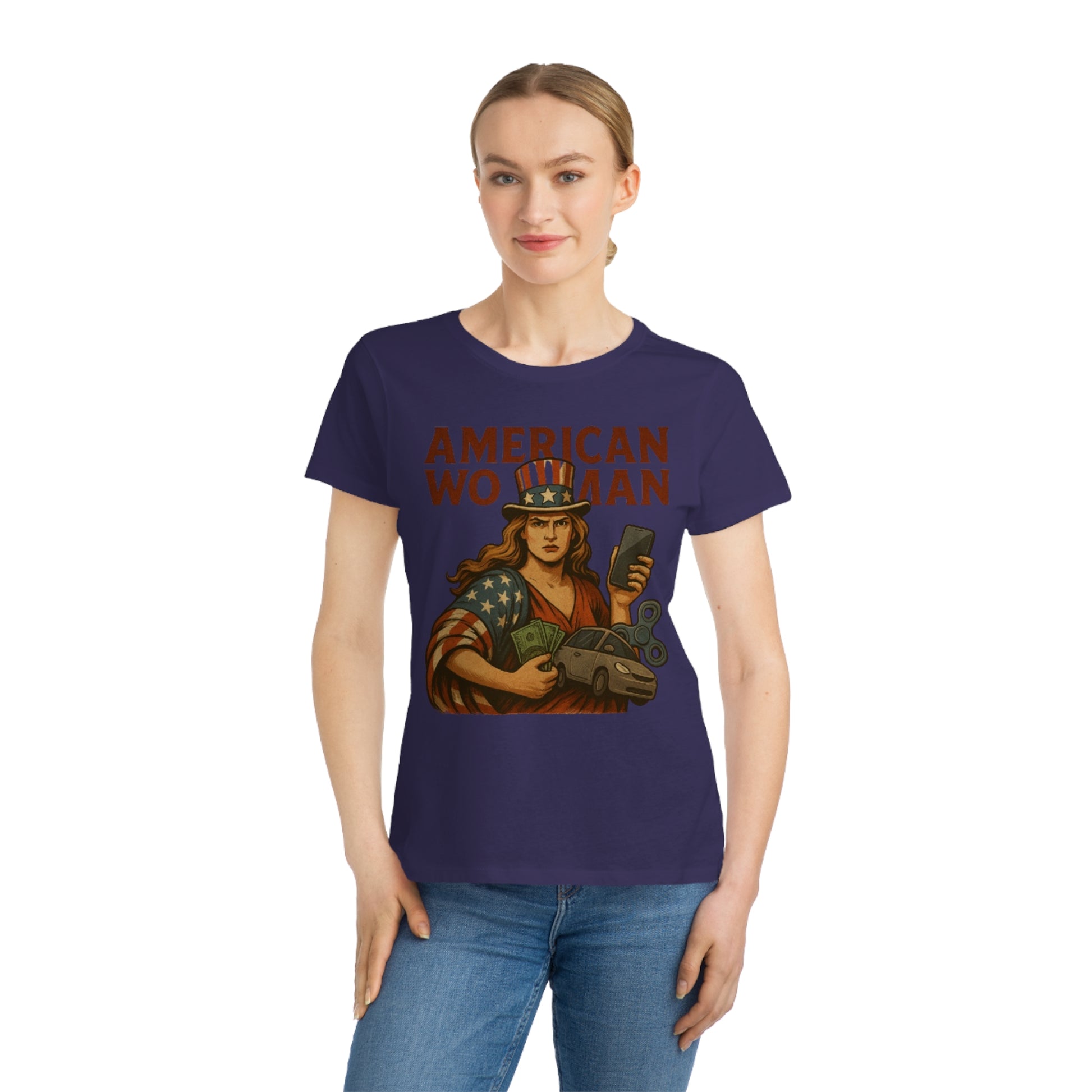 Empowering American Woman T-Shirt, Feminist Tee, Casual Wear, Gift for Her, July 4th, Independence Day Outfit