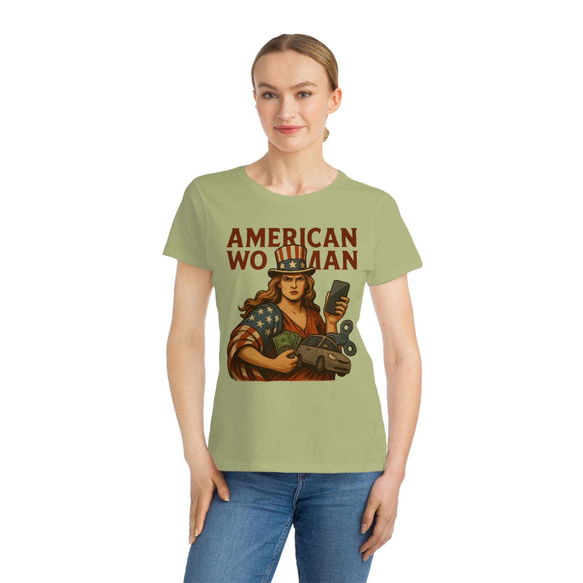 Empowering American Woman T-Shirt, Feminist Tee, Casual Wear, Gift for Her, July 4th, Independence Day Outfit