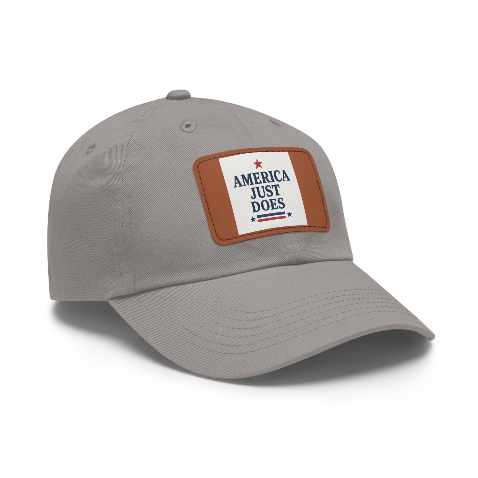 Patriotic Dad Hat with Leather Patch, Casual Cap, American Pride Accessory, Unique Gift for Dad, Summer Style Headwear