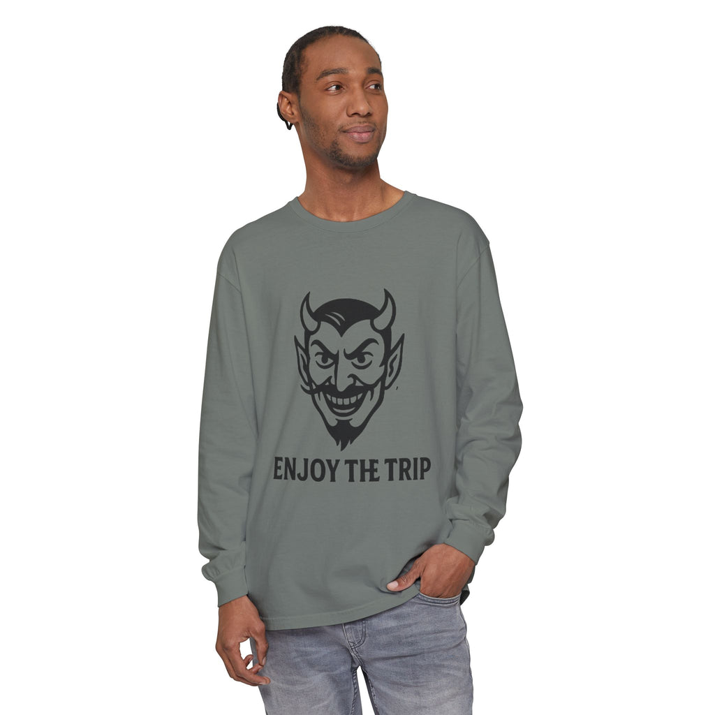 Unisex Long Sleeve Tee - Enjoy the Trip Graphic, Gift for Travelers, Halloween Apparel, Casual Style, Streetwear Essentials