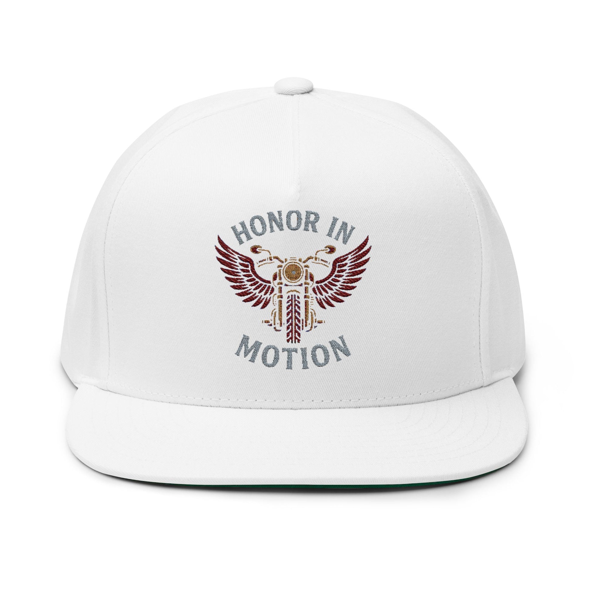 Flat Bill Cap: Honor in Motion Embroidered Hat for Athletes, Sports Lovers, Casual Wear, Gift for Him, Trendy Accessories