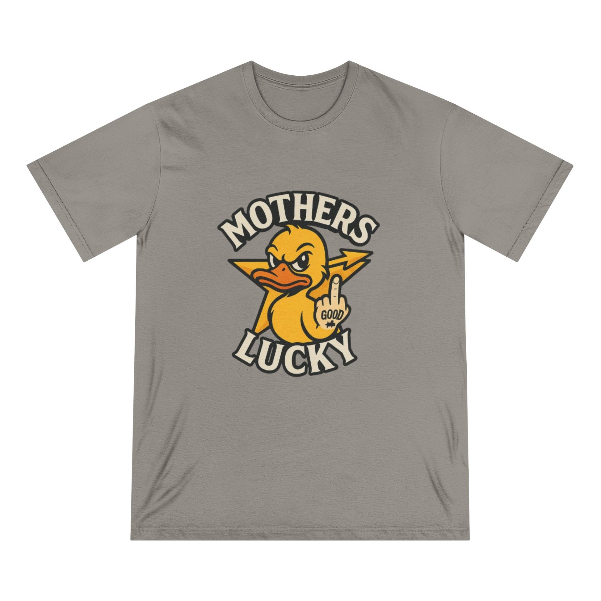 Organic Graphic Tee, Humorous T-shirt for Everyday Wear, Lucky Duck and Good Vibes Shirt, Perfect Gift for Friends, Casual Summer Outfit