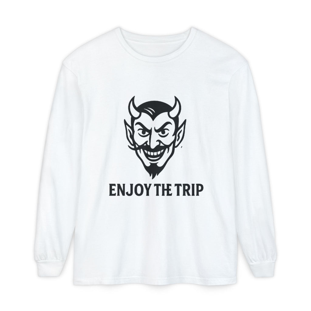 Unisex Long Sleeve Tee - Enjoy the Trip Graphic, Gift for Travelers, Halloween Apparel, Casual Style, Streetwear Essentials