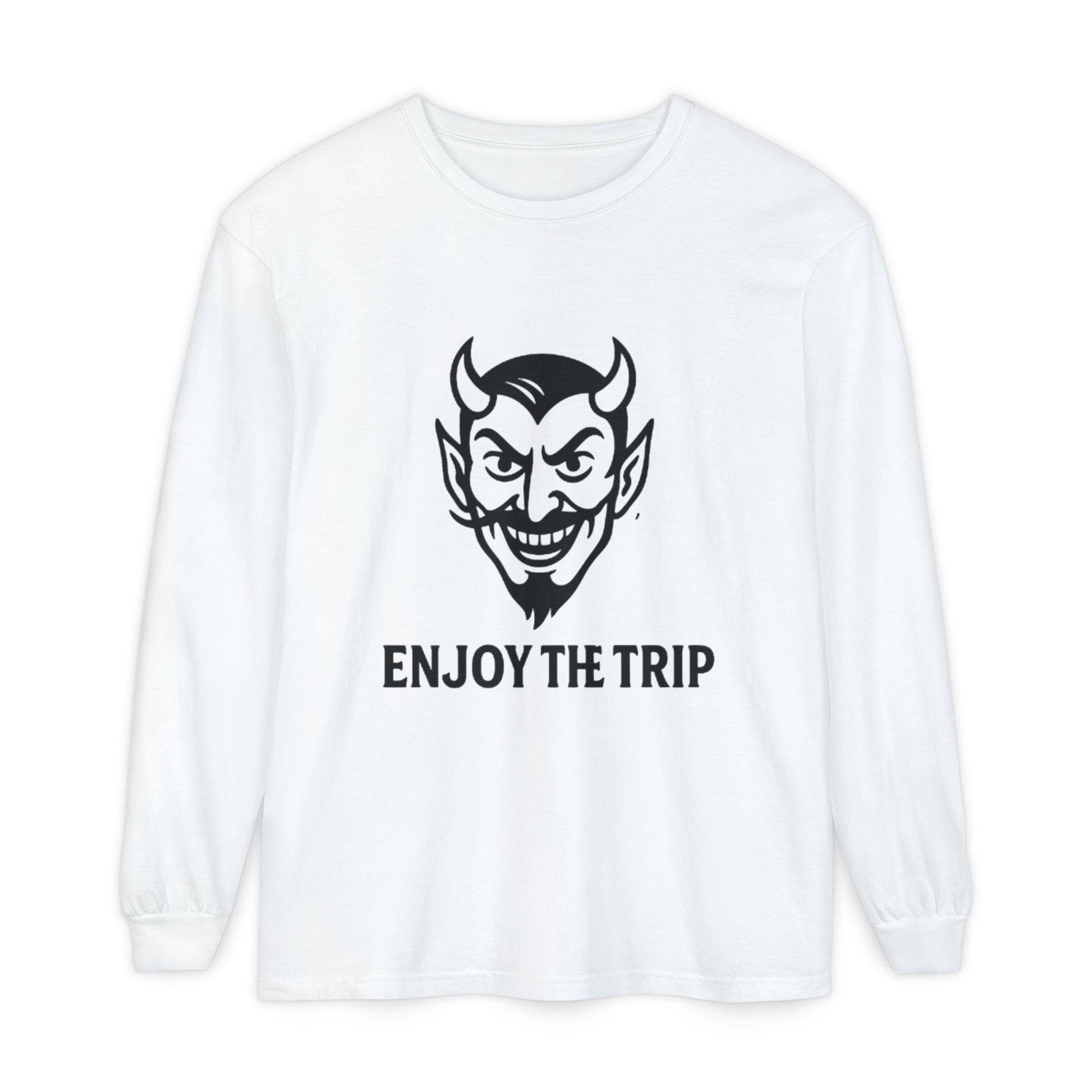 Unisex Long Sleeve Tee - Enjoy the Trip Graphic, Gift for Travelers, Halloween Apparel, Casual Style, Streetwear Essentials