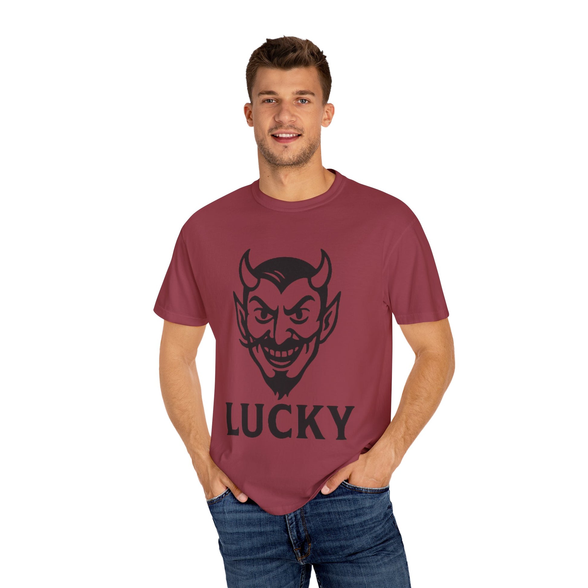 Lucky Devil Graphic Unisex T-Shirt, Spooky Style Tee, Halloween Apparel, Gift for Friends, Casual Wear
