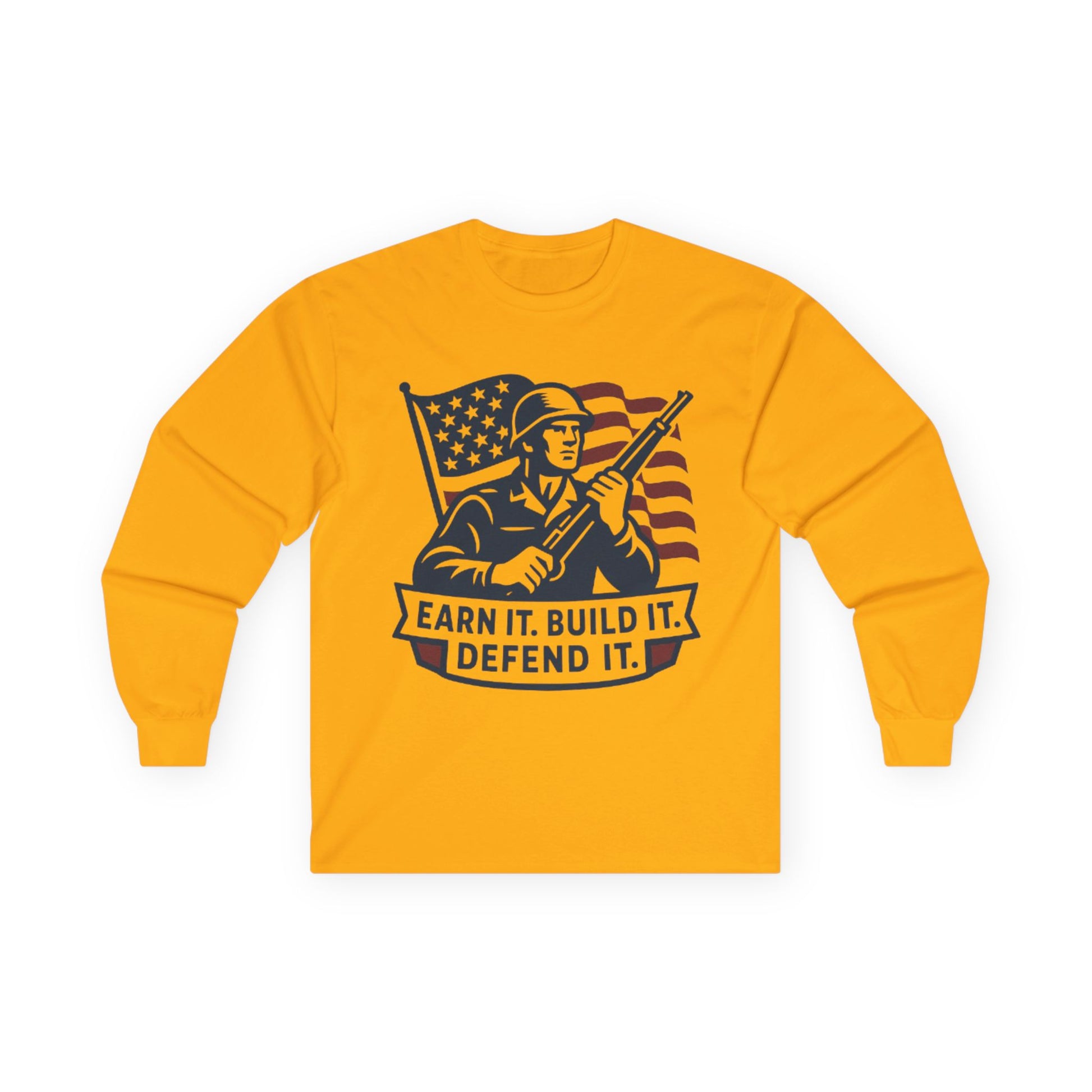 Patriotic Long Sleeve Tee for Veterans, Military Support Shirt, Independence Day Top, Memorial Day Gift, USA Pride Apparel