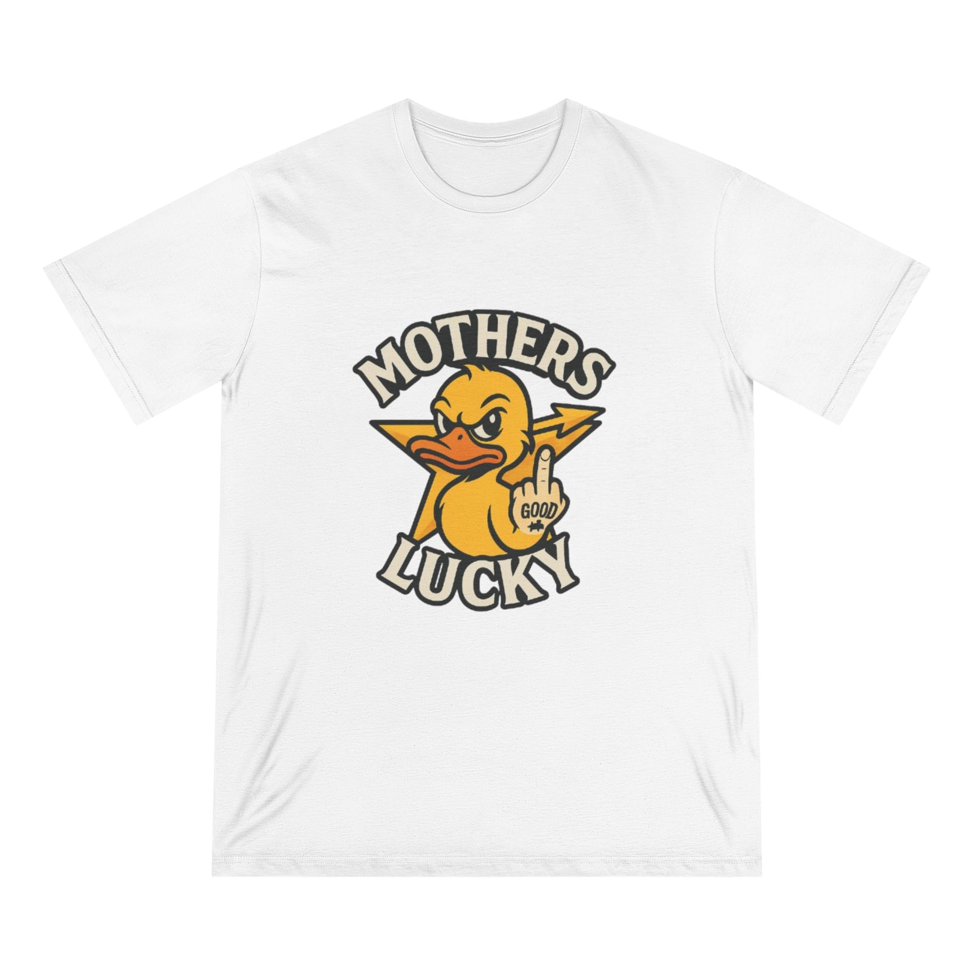 Organic Graphic Tee, Humorous T-shirt for Everyday Wear, Lucky Duck and Good Vibes Shirt, Perfect Gift for Friends, Casual Summer Outfit